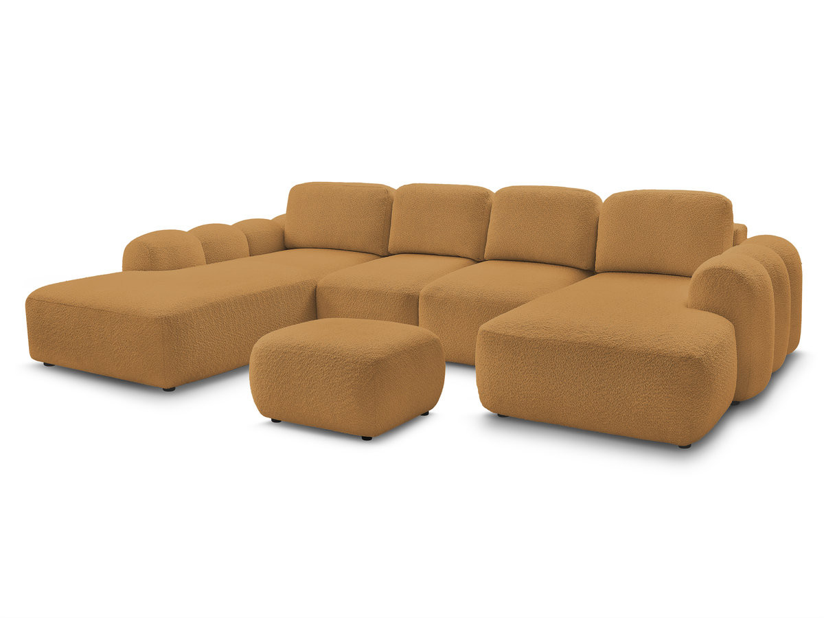 Bobochic Montaigne Wohnlandschaft mit Pouf Bouclé-Stoff Gelb Ecke rechts