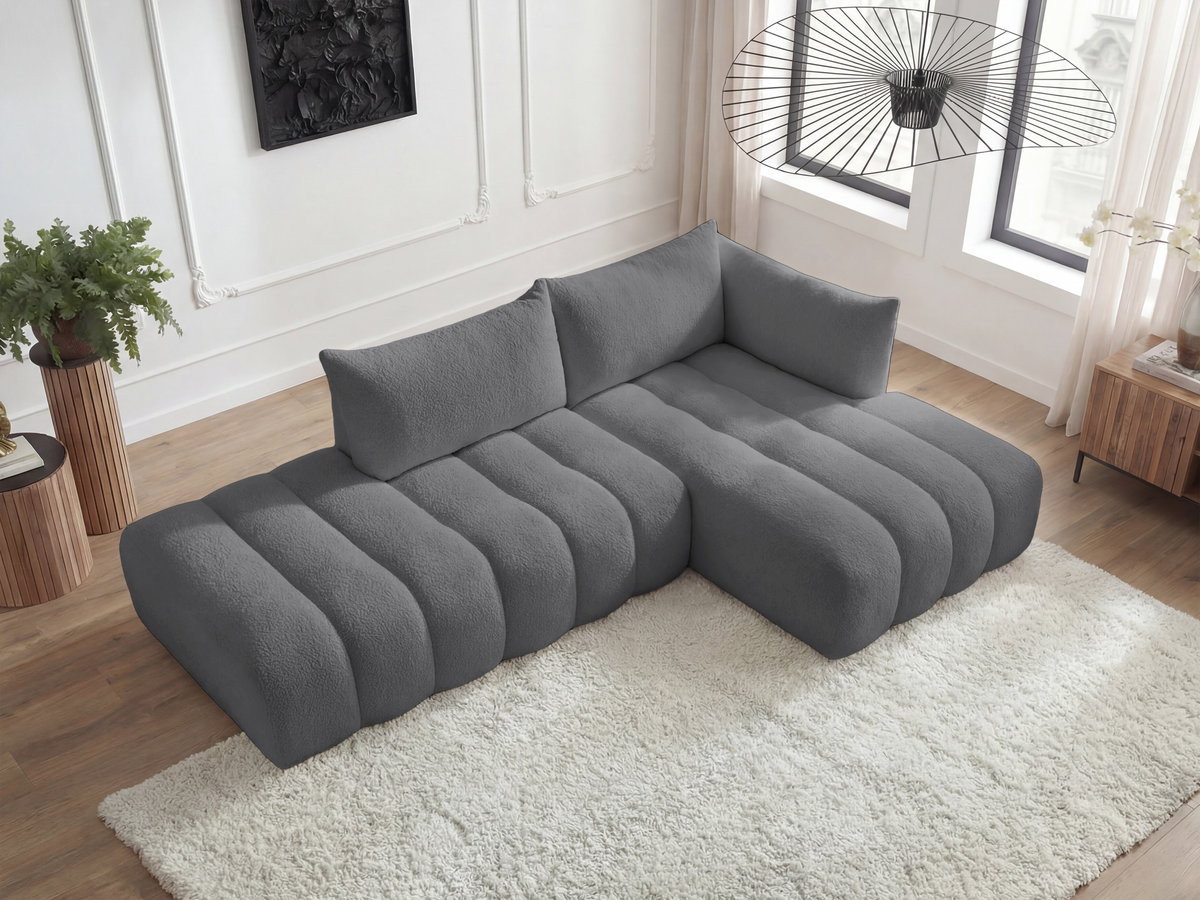 Bobochic Azra Ecksofa 319 × 178 cm Bouclé-Stoff Dunkelgrau Ecke rechts
