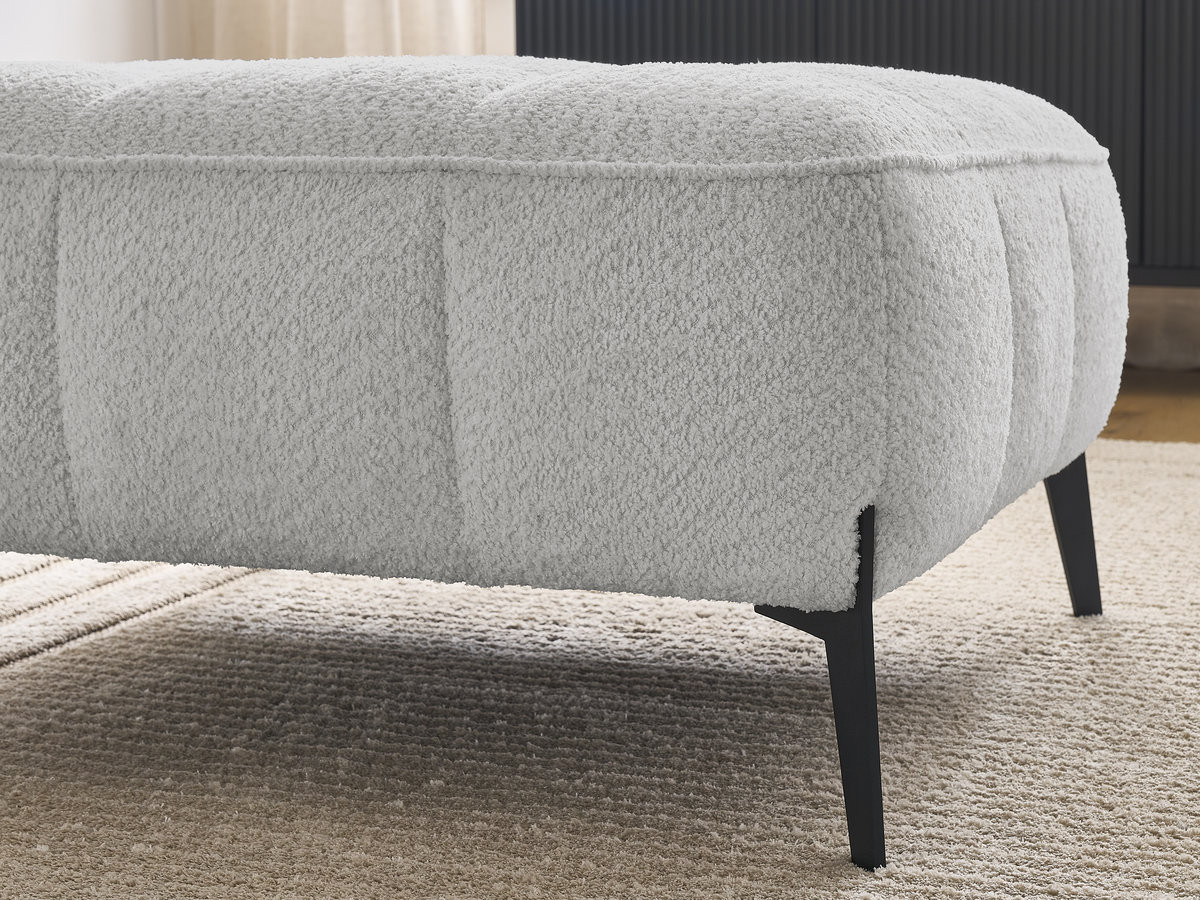 Bobochic Anis Pouf Bouclé-Stoff Hellgrau