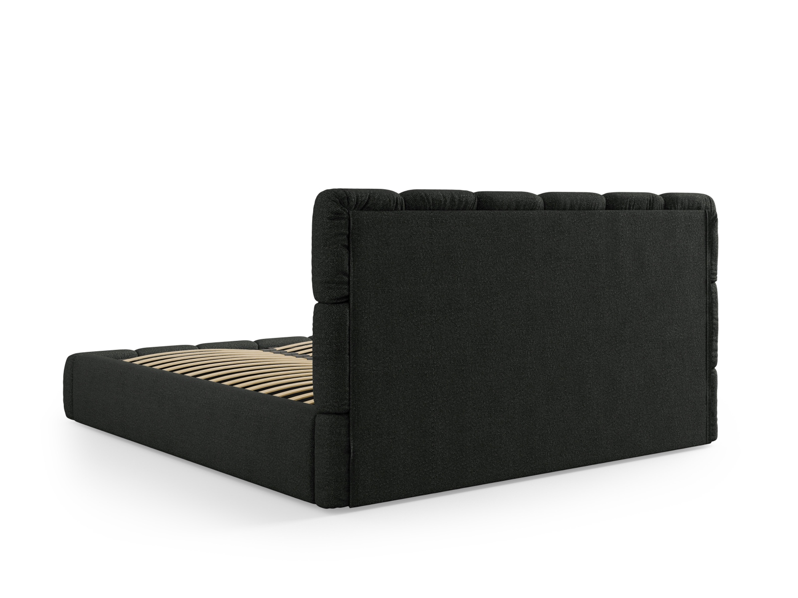 Micadoni Stauraumbett mit Kopfteil Bellis Boucle Baloo Schwarz 200x200
