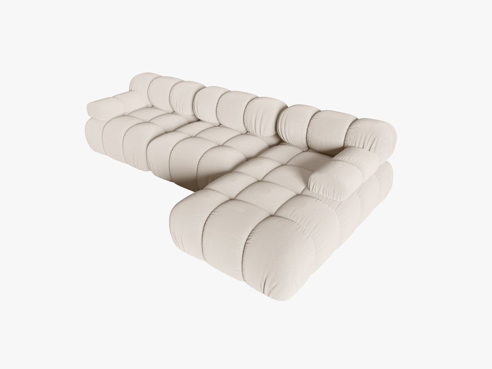 Micadoni Modulares Ecksofa Bellis 4-Sitzer Rechts 3D-Stoff Sonic Helles Beige