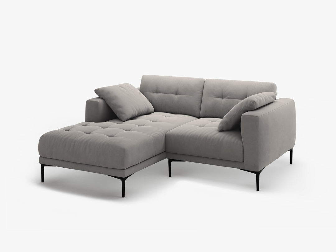 Micadoni Ecksofa Bemy 2-Sitzer Links Samt Grau
