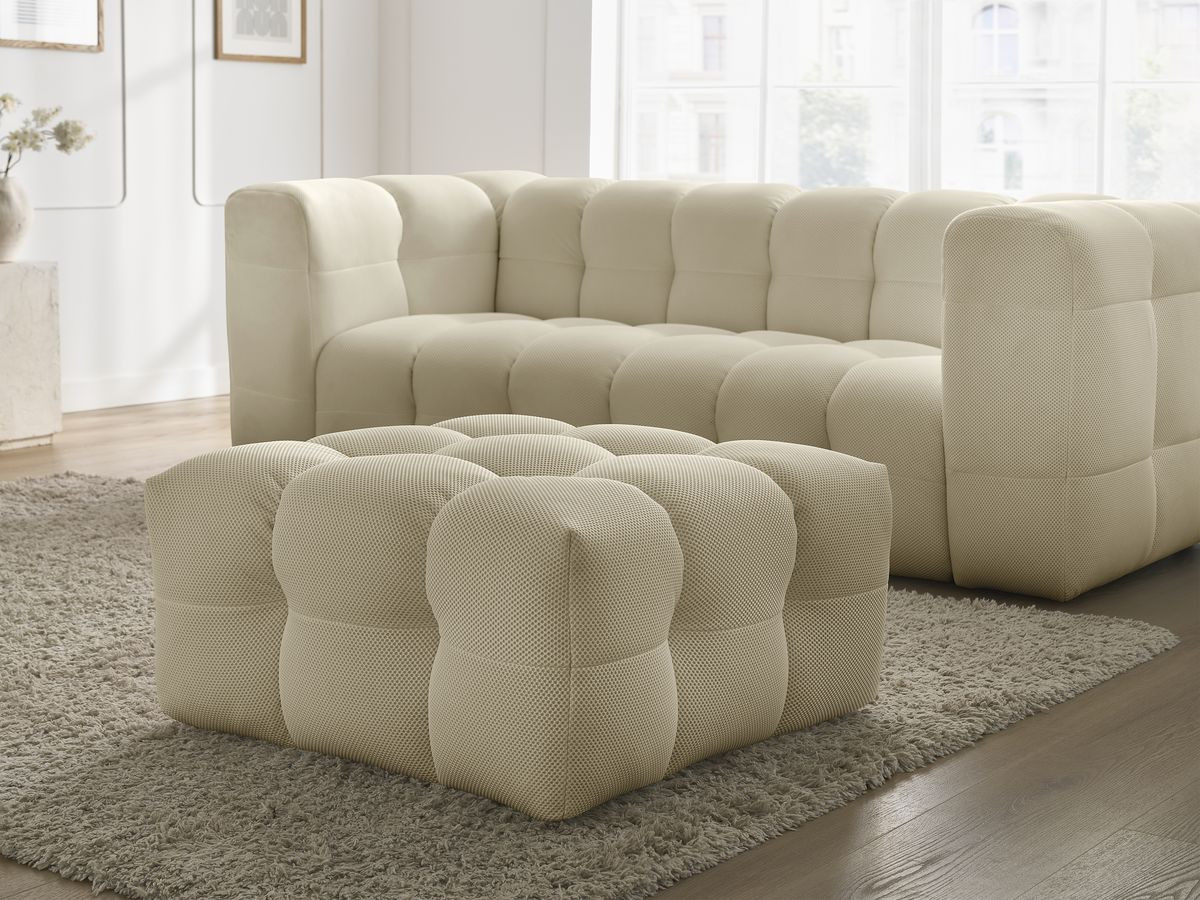 Bobochic Cloud Sofa 4-Sitzer mit Pouf Mesh-Stoff Beige