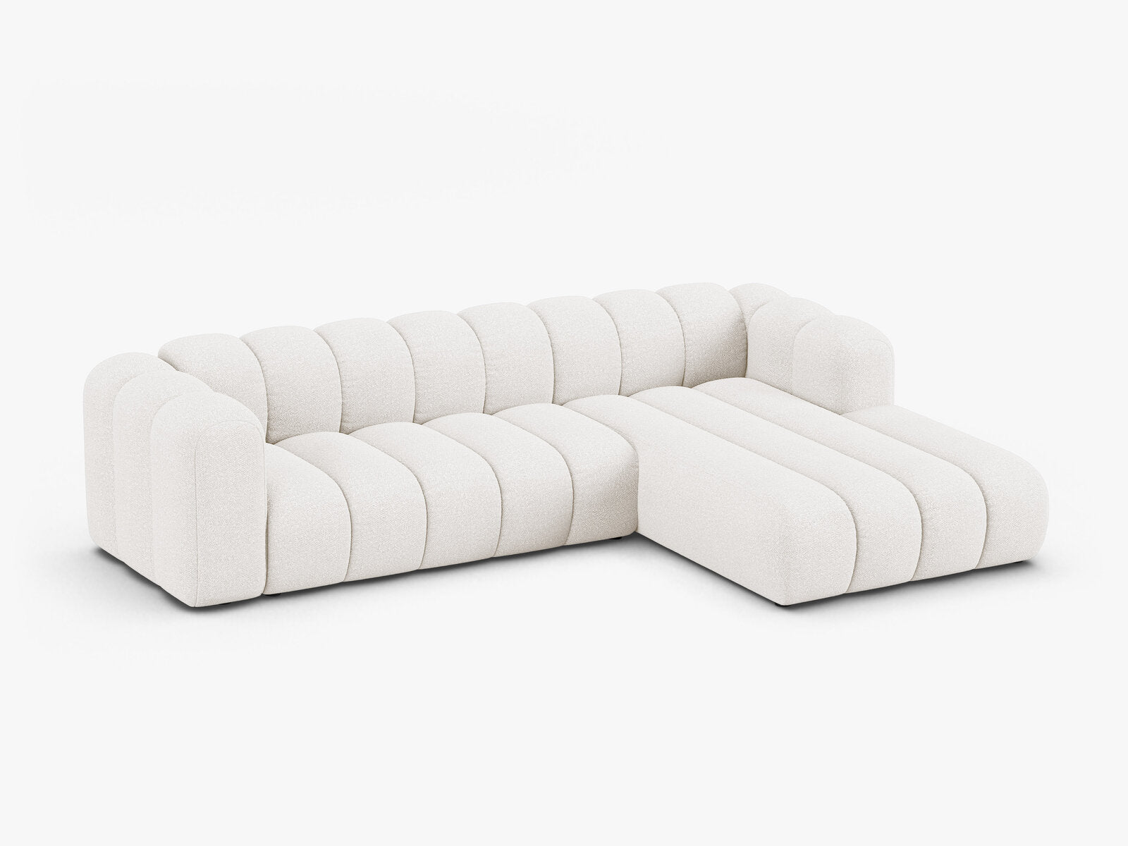 Micadoni Modulares Ecksofa Lupine 4-Sitzer Rechts Boucle Baloo Weiß
