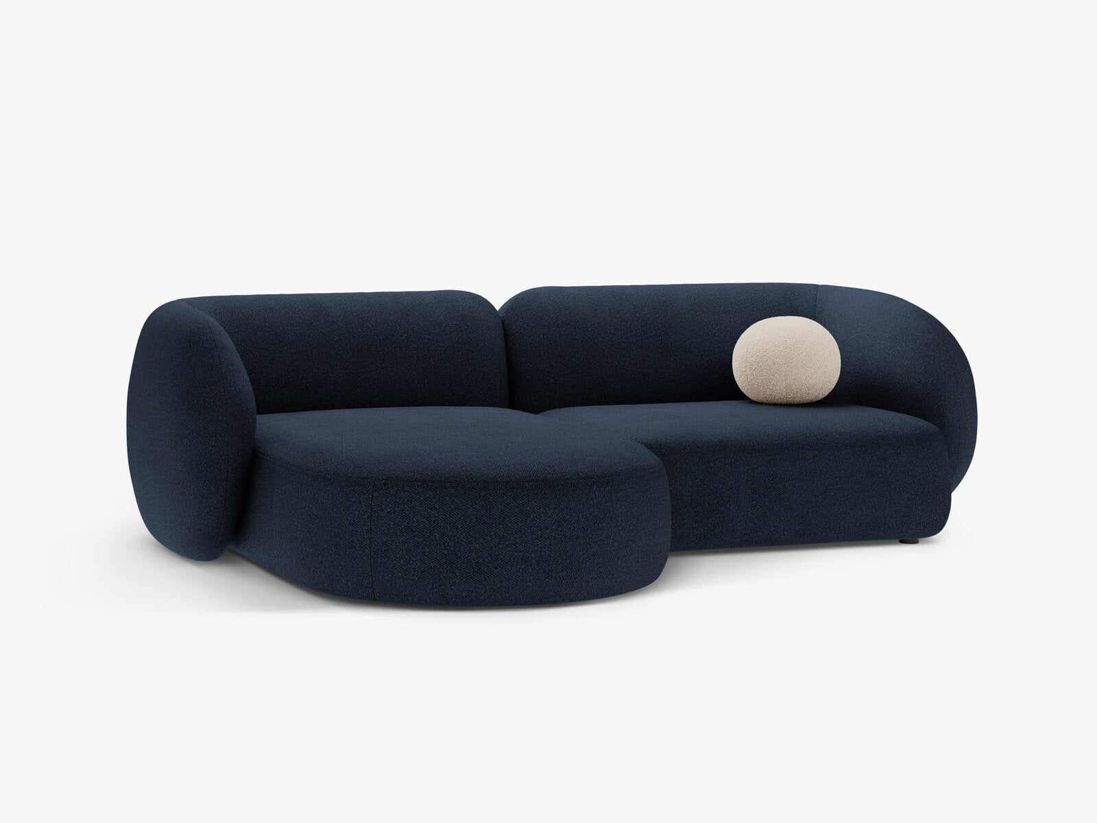 Micadoni Ecksofa Kate 2-Sitzer Links Boucle Dunkelblau