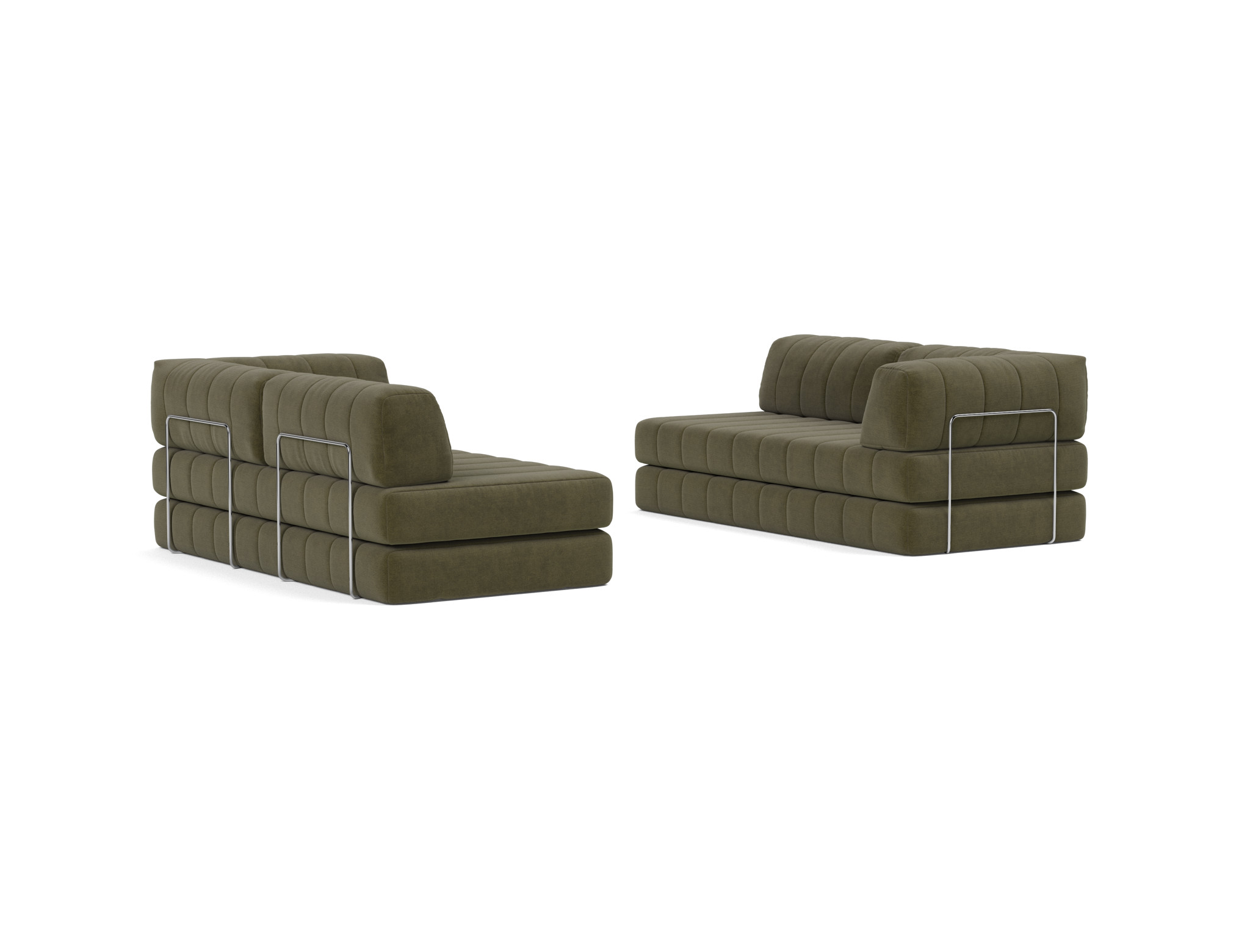 Eck-Schlafsofa CozyPad L-Form mit Armlehne Kord Cordufine 316-Pine-Green
