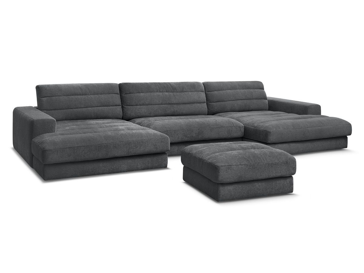 Bobochic Sierra Wohnlandschaft mit Pouf Strukturstoff Schwarz
