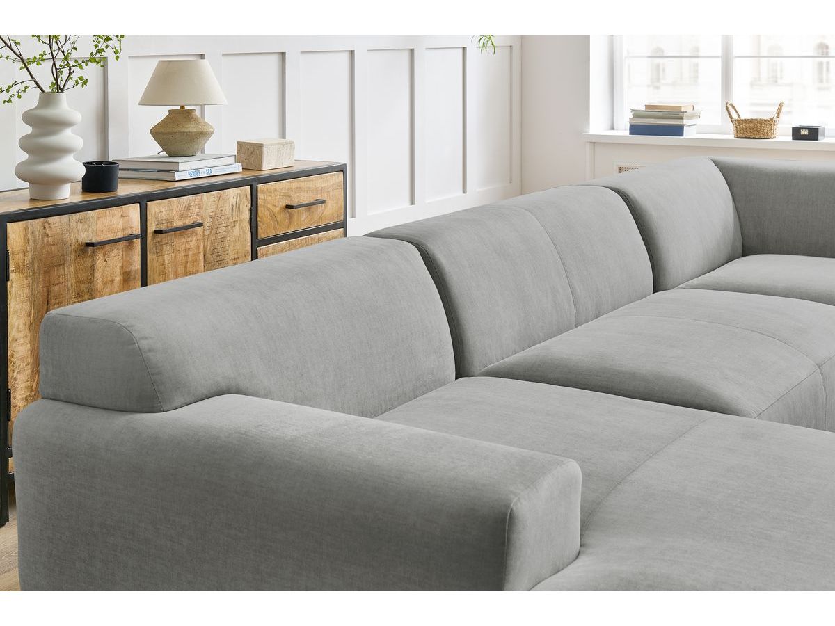 Bobochic Lavena Wohnlandschaft 359 × 220 cm Samt Hellgrau Ecke links