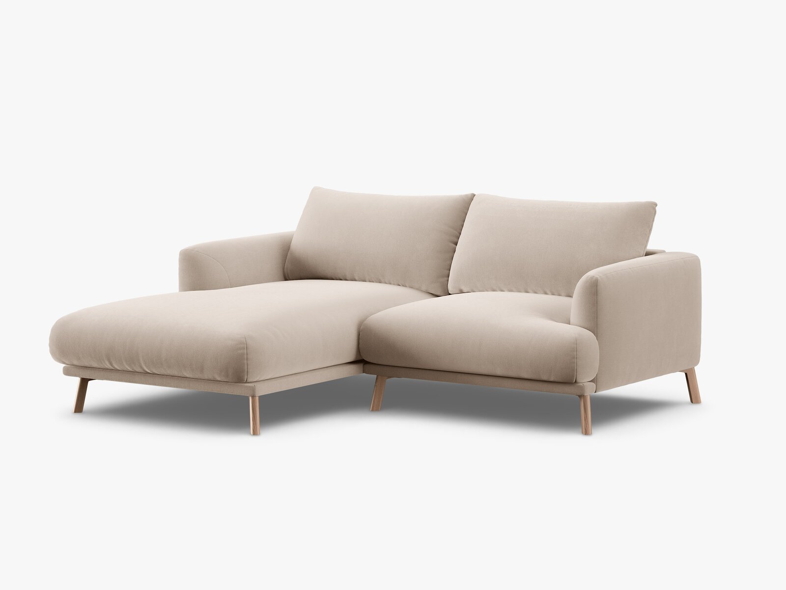 Micadoni Ecksofa Naomi 3-Sitzer kleine Version Links Samt Salvador Beige