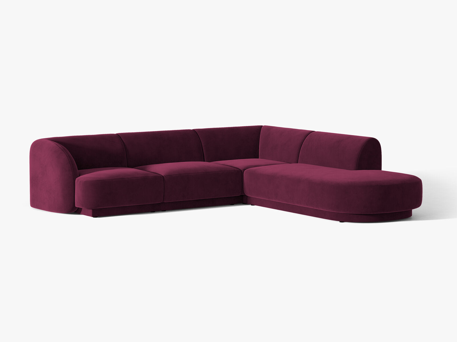 Micadoni Ecksofa Miley 6-Sitzer Samt Venus Burgunder Rechts