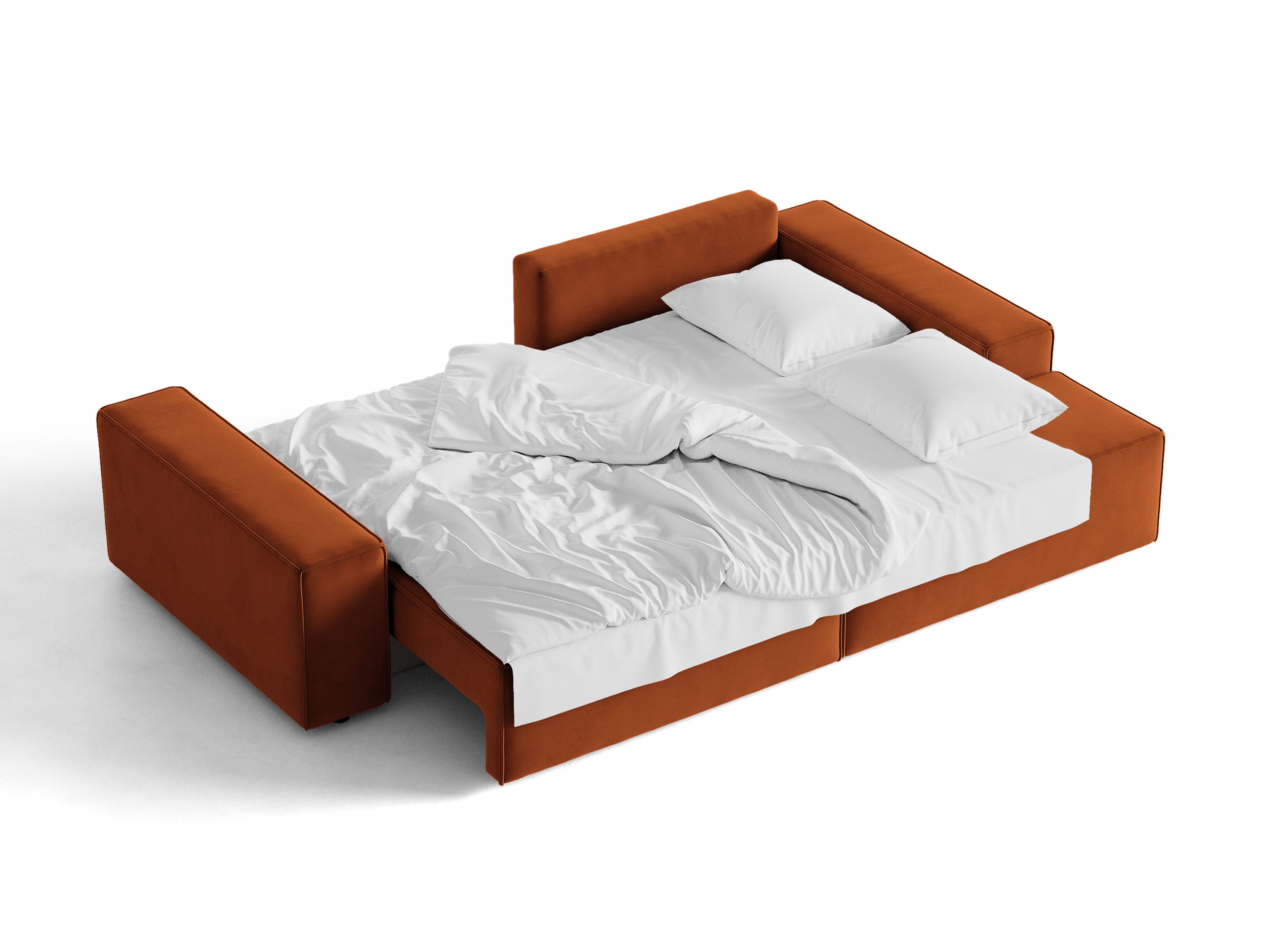 Micadoni Schlaf-Ecksofa Jodie 3-Sitzer Samt Bluvel Terrakotta Rechts