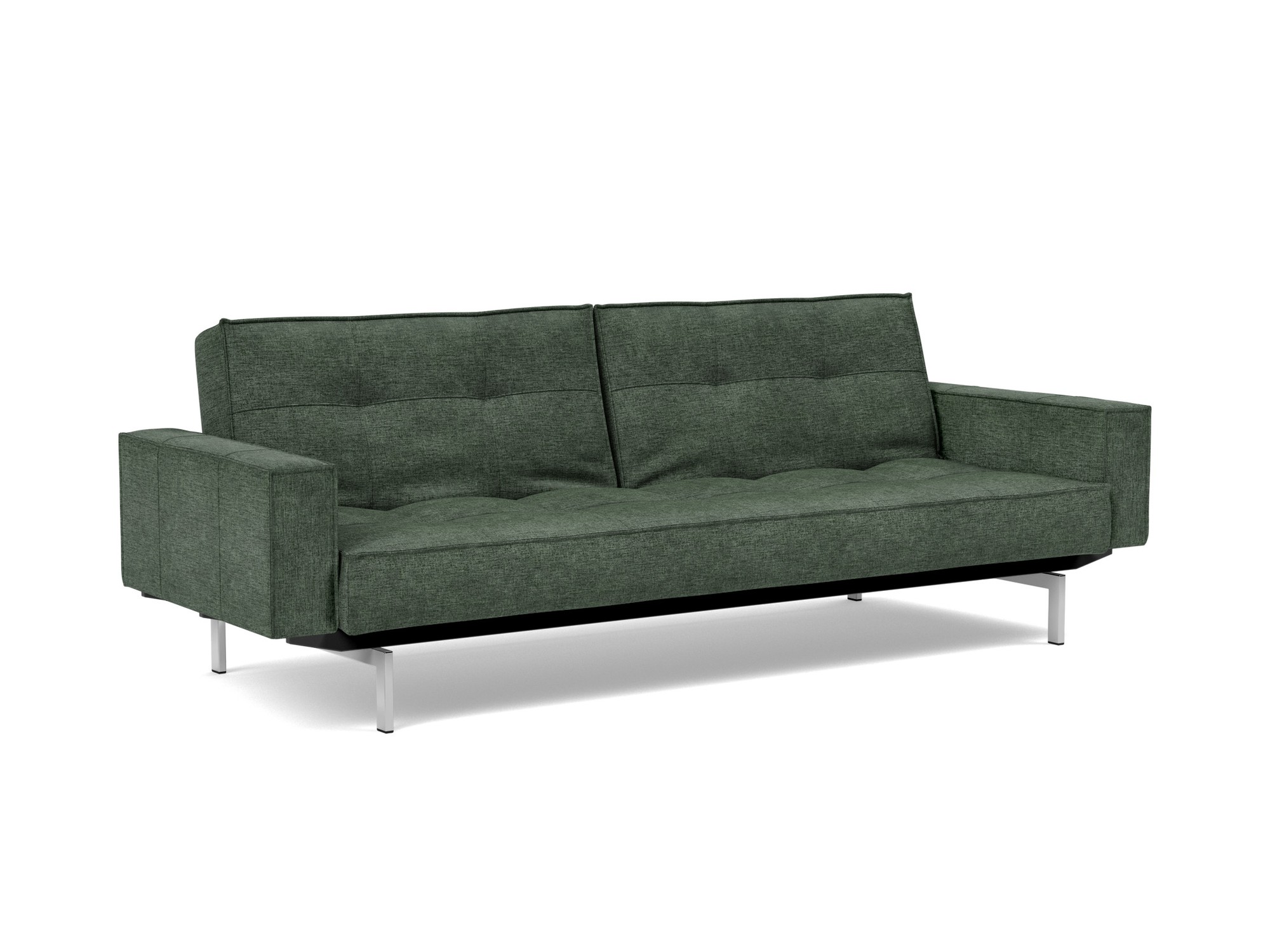 Schlafsofa Splitback mit Armlehnen Flachgewebe Avella 281-Pine-Green Beine Chrom
