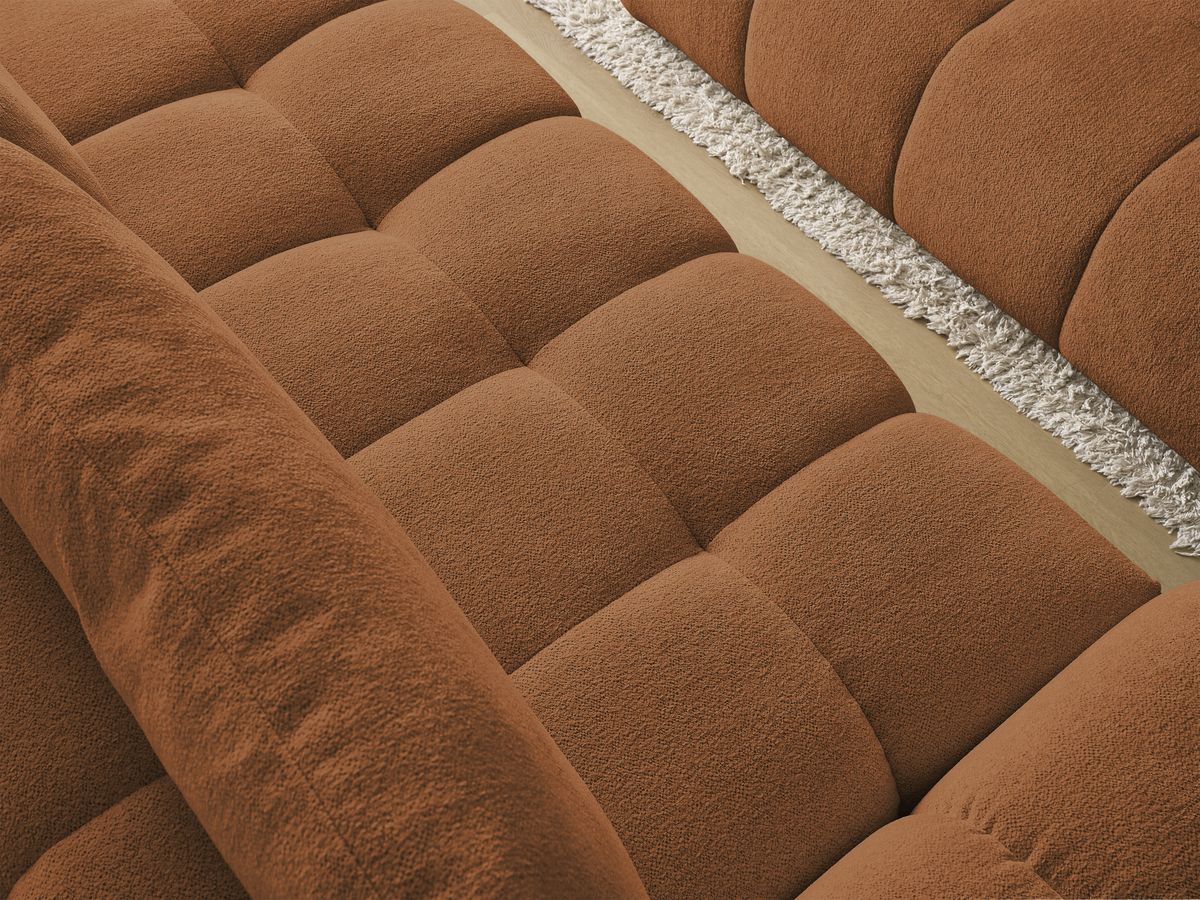 Bobochic Everest Schlafsofa 3-Sitzer mit Bettkasten und Pouf, 2 Kissen Melange-Stoff Orange
