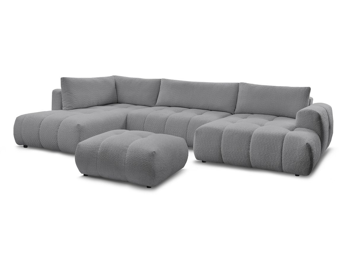 Bobochic Fuji Wohnlandschaft mit Pouf Bouclé-Stoff Dunkelgrau Ecke rechts