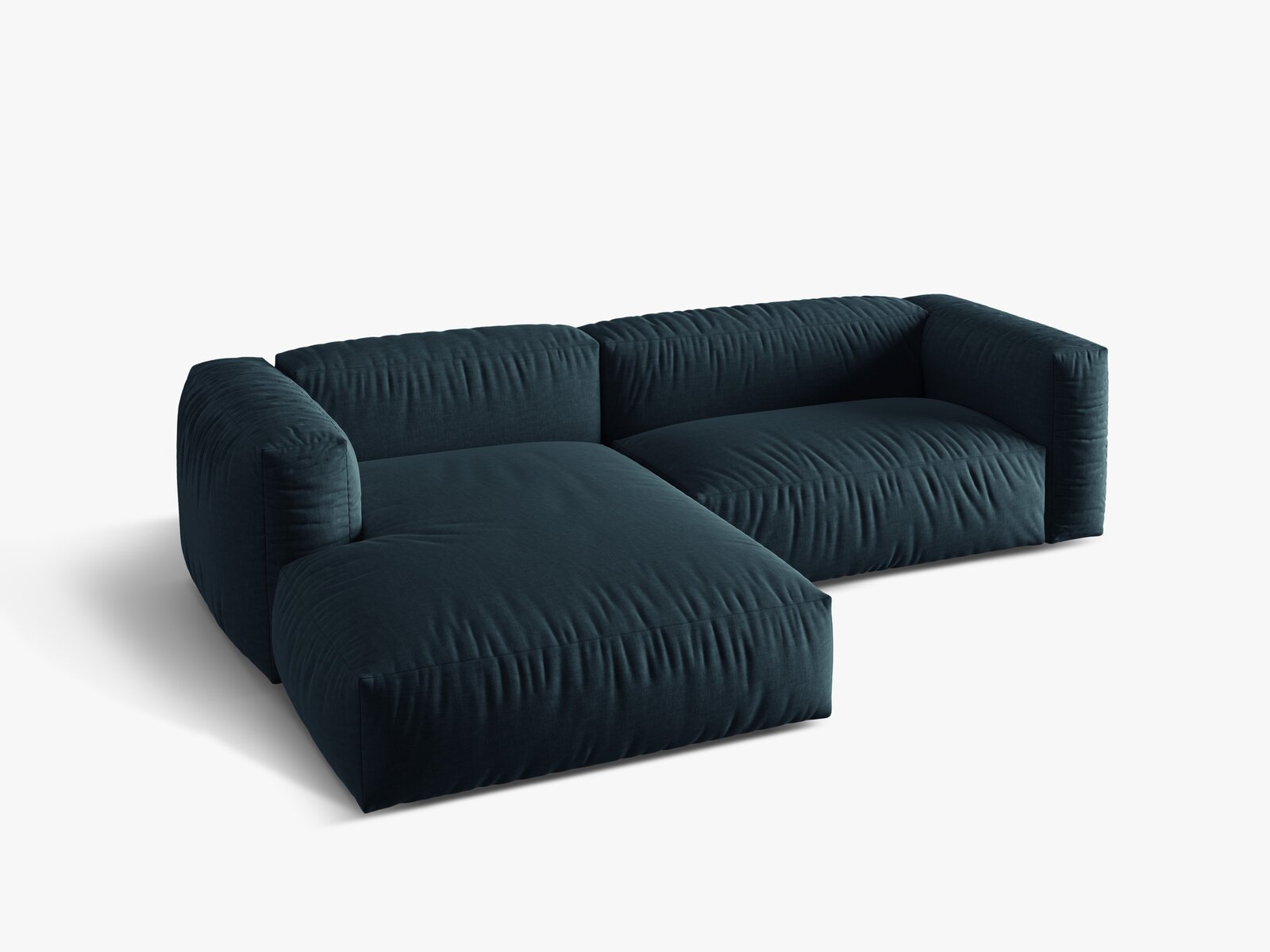 Micadoni Ecksofa Martina 2-Sitzer Links Strukturierter Stoff Boston Jeansblau