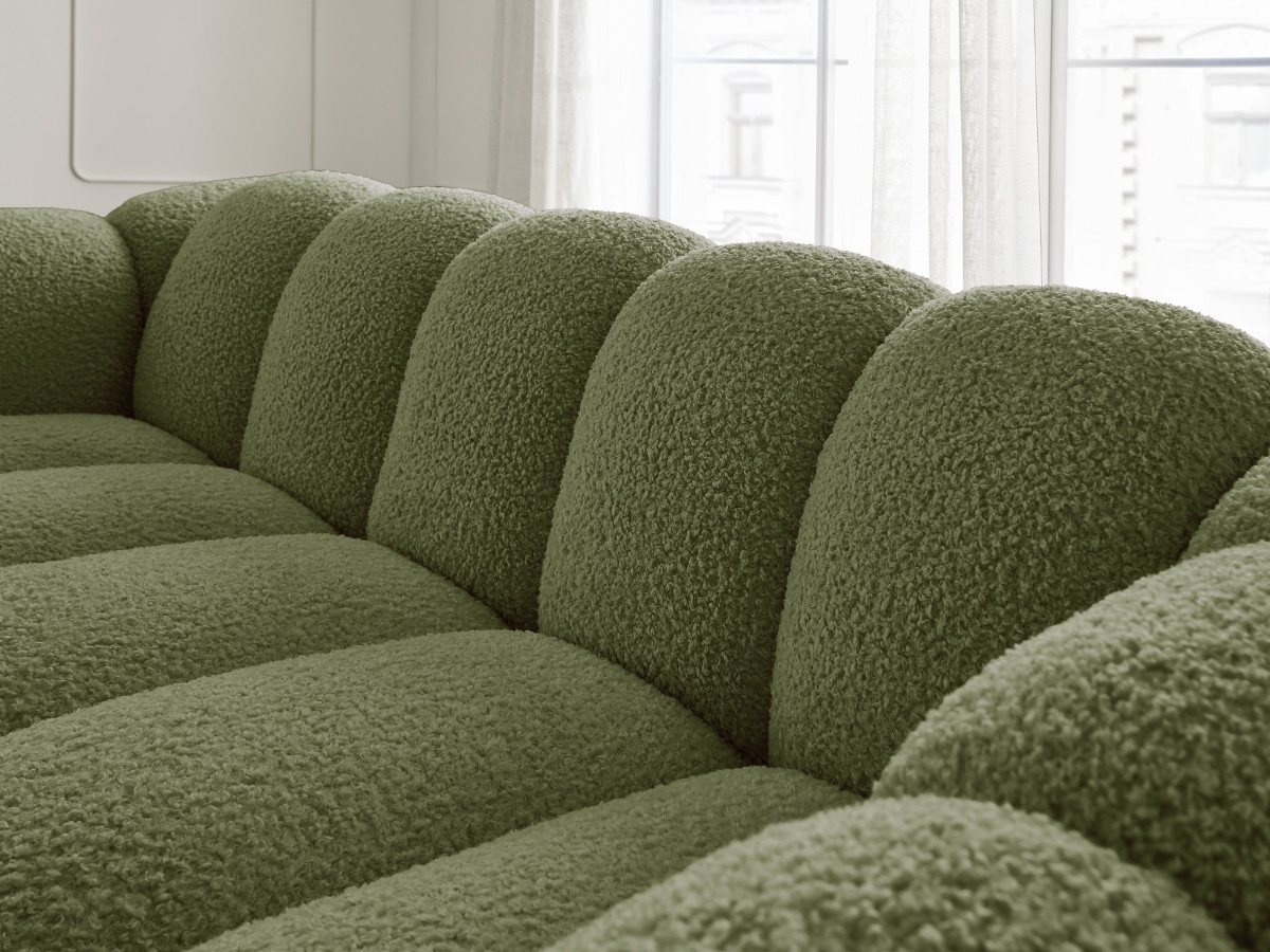 Bobochic Hippolyte Sofa 3-Sitzer Bouclé-Stoff Grün