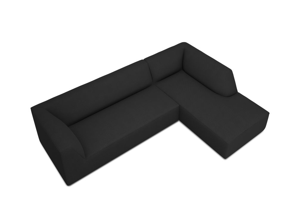 Cosmopolitan Design Ecksofa Siena 4-Sitzer Strukturierter Stoff Ottawa Schwarz Rechts