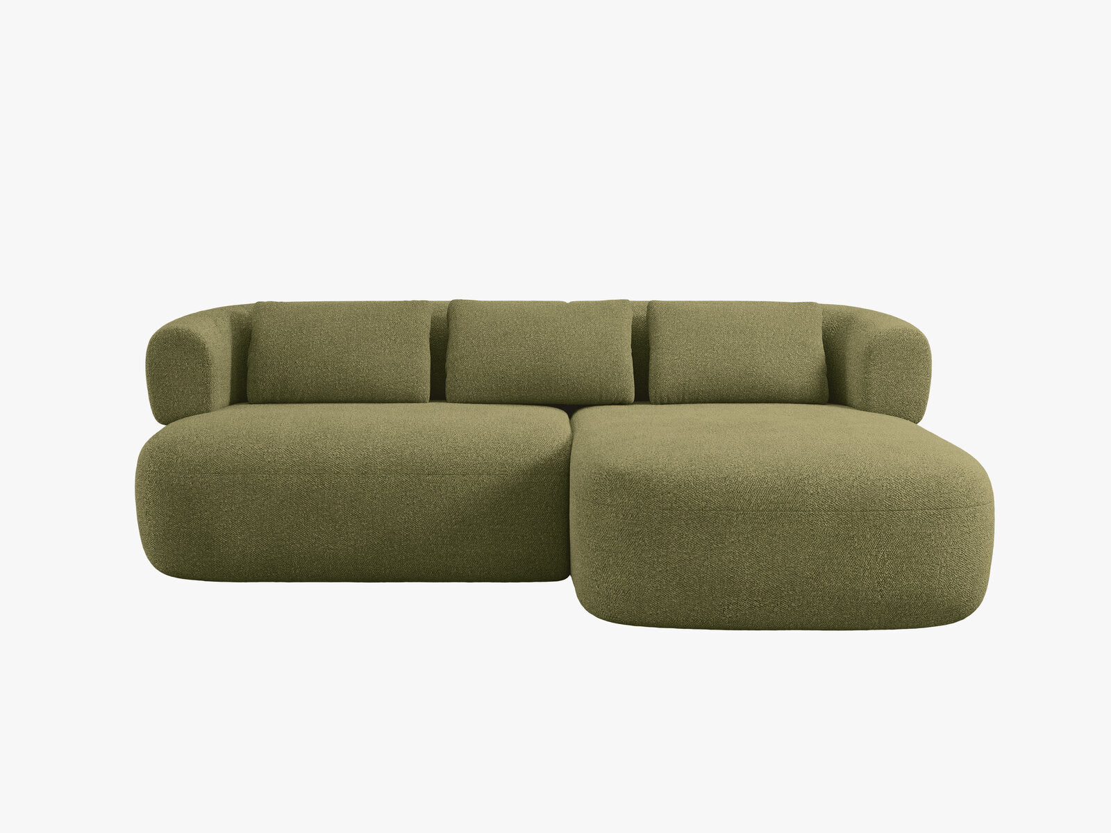 Micadoni 5-Sitzer Ecksofa Jenny Kleine Version Rechts Boucle Now or Never Grün