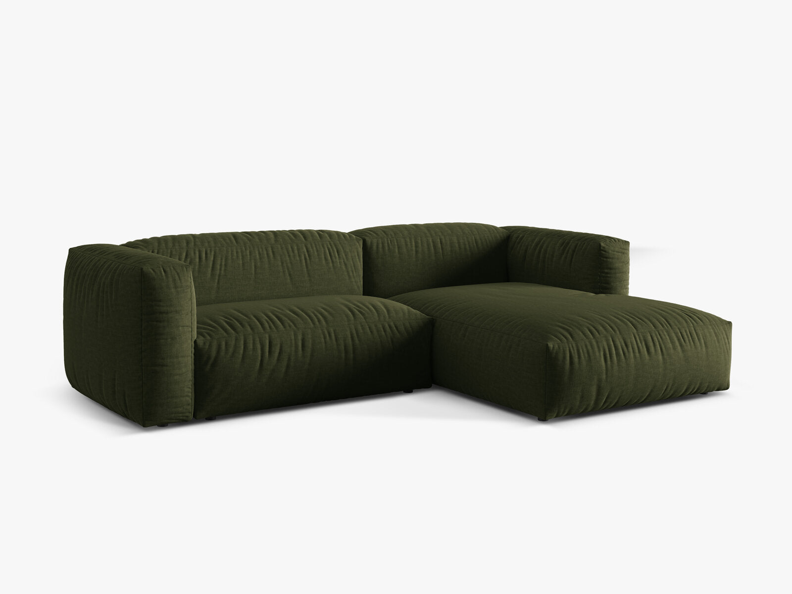 Micadoni Ecksofa Martina 2-Sitzer Rechts Strukturierter Stoff Boston Grün