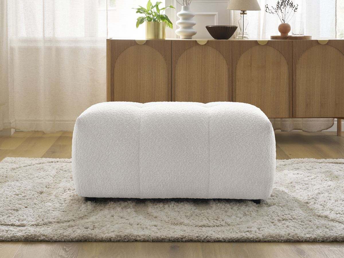 Bobochic Roxelane Pouf Bouclé-Stoff Weiß