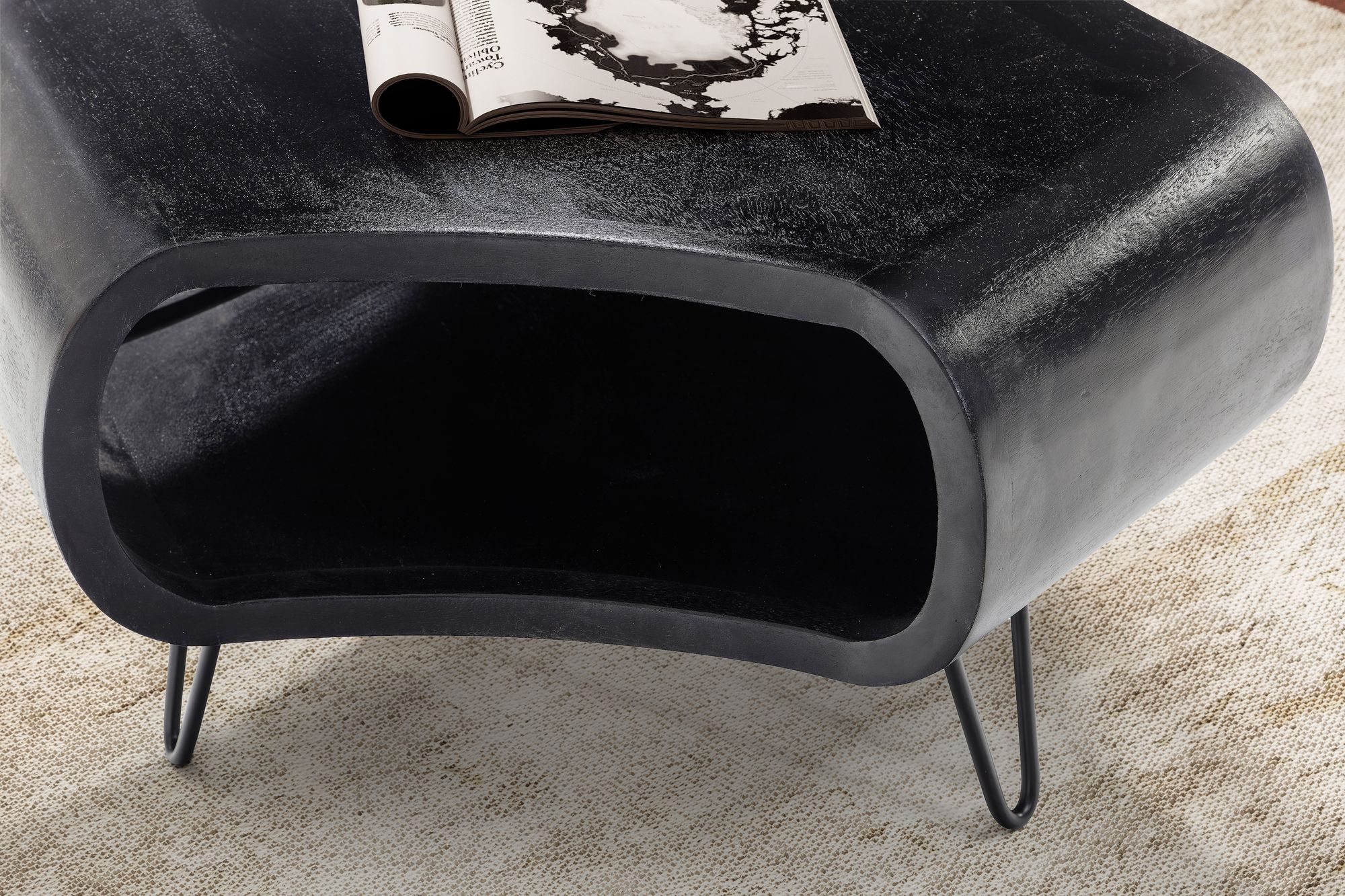 Couchtisch Trysil Massivholz Schwarz 60 × 60 × 35 cm