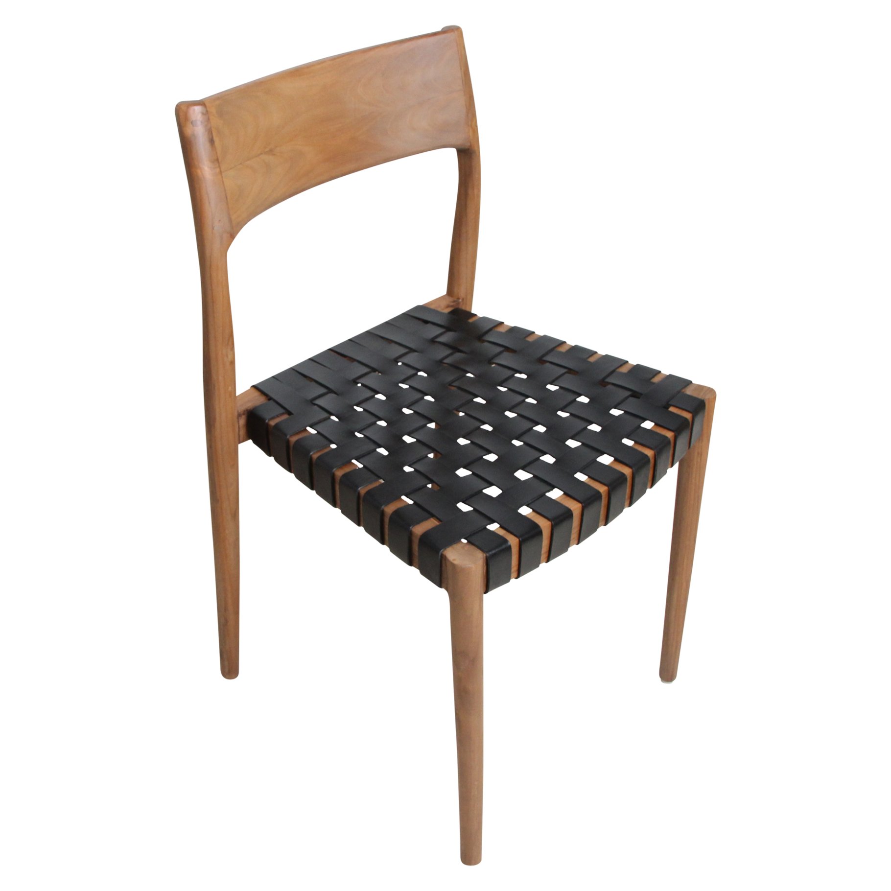 Raw Materials Freya Esszimmerstuhl aus Teakholz Leder Schwarz