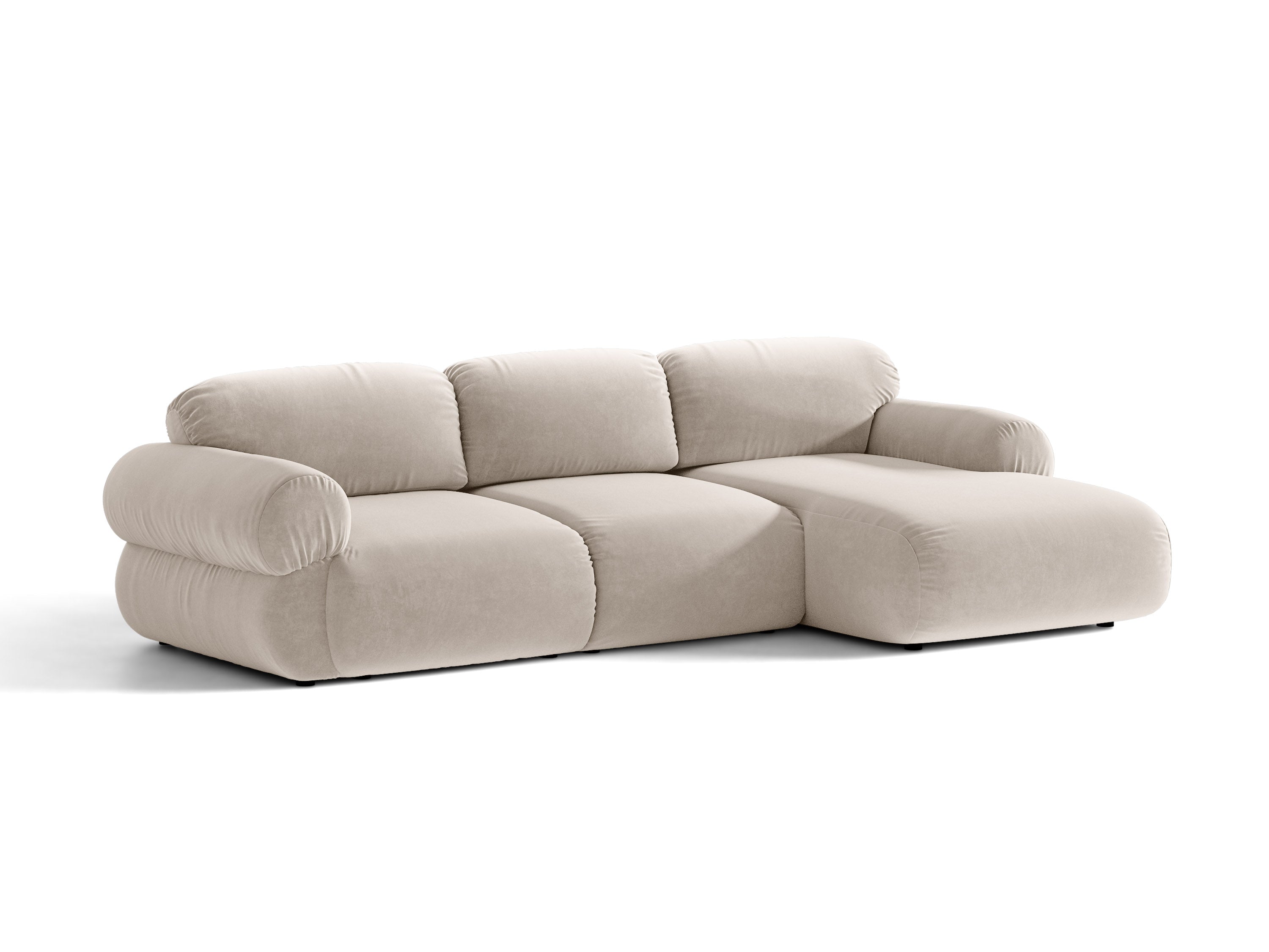 Micadoni Ophelia Ecksofa 297 cm Rechts Samt Salvador Beige