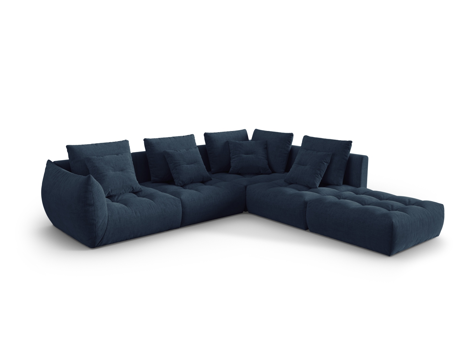 Micadoni Ecksofa Bloom 5-Sitzer Rechts Strukturierter Stoff Dunkelblau