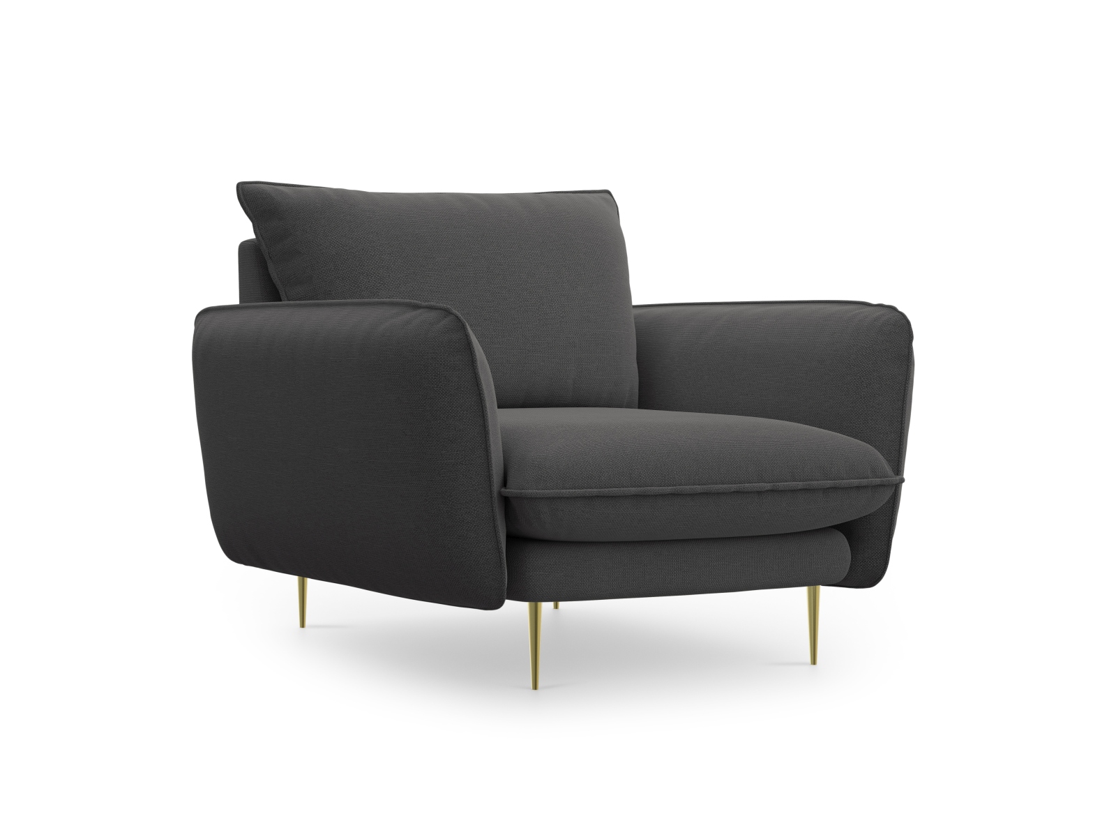 Cosmopolitan Design Sessel Vienna Strukturierter Stoff Positano Dunkelgrau Melange Beine Gold