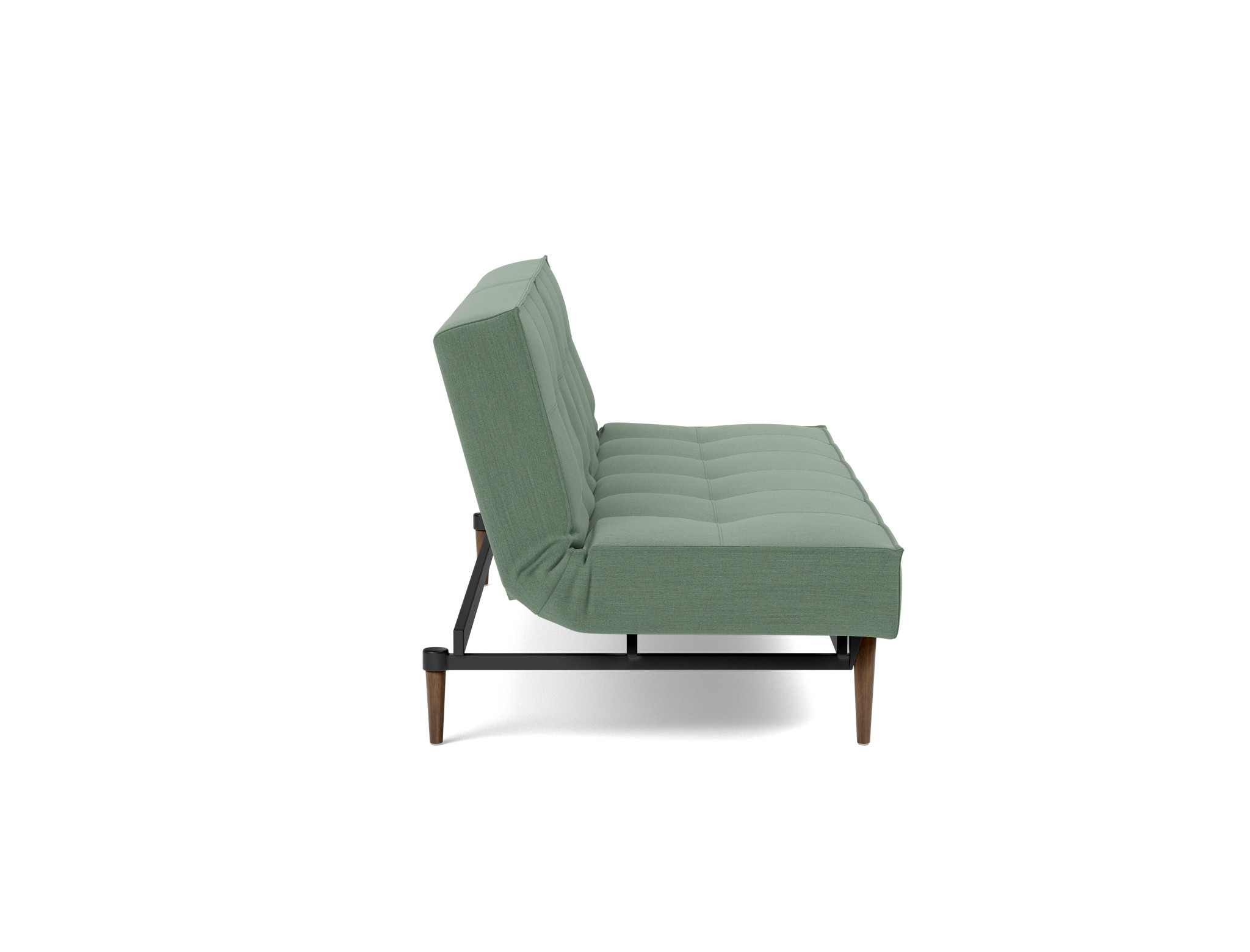 Schlafsofa Splitback Flachgewebe Elegance 518-Green Beine Styletto Eiche dunkel