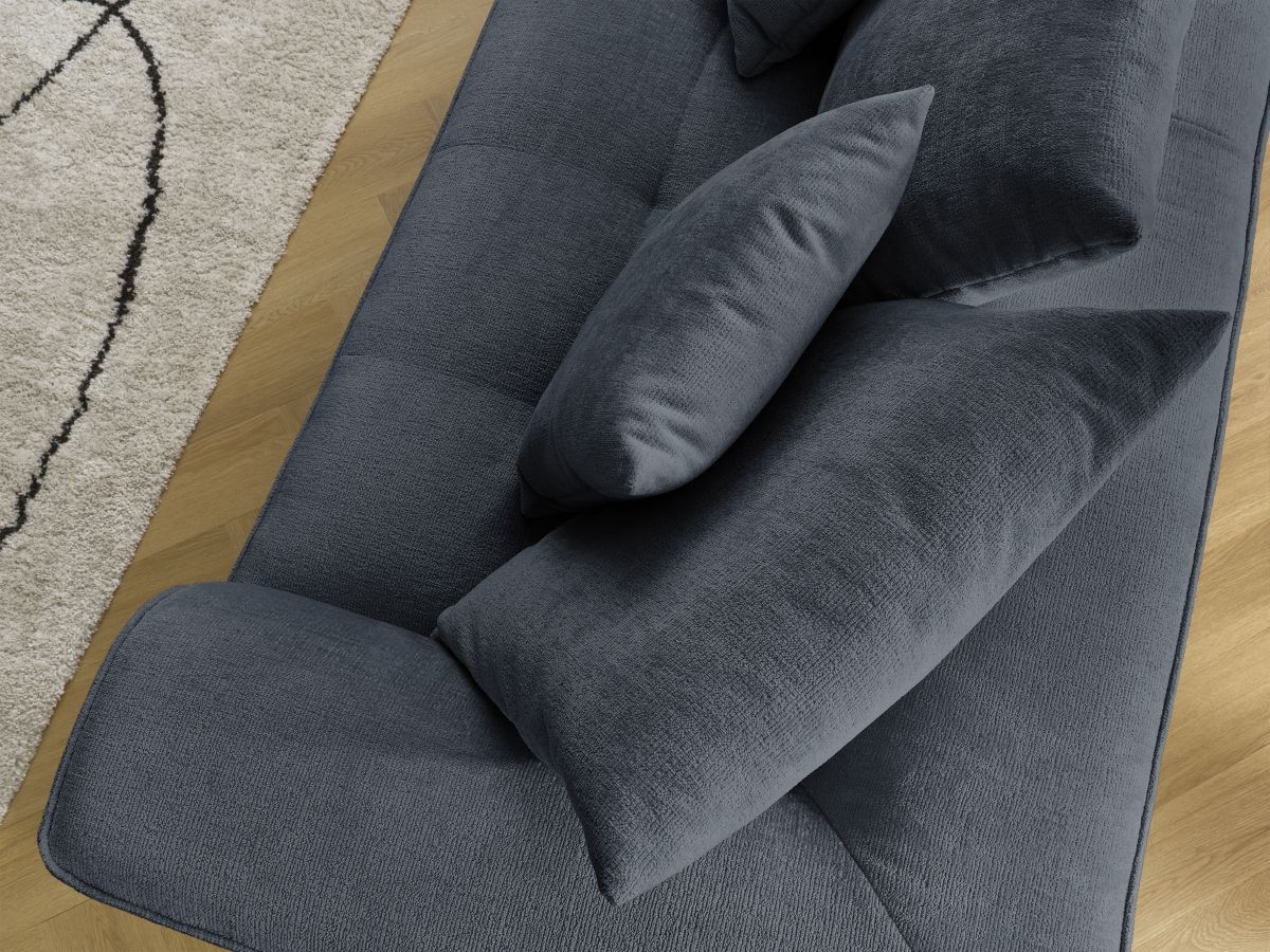 Bobochic Whesley Sofa 3-Sitzer Stoff Dunkelblau