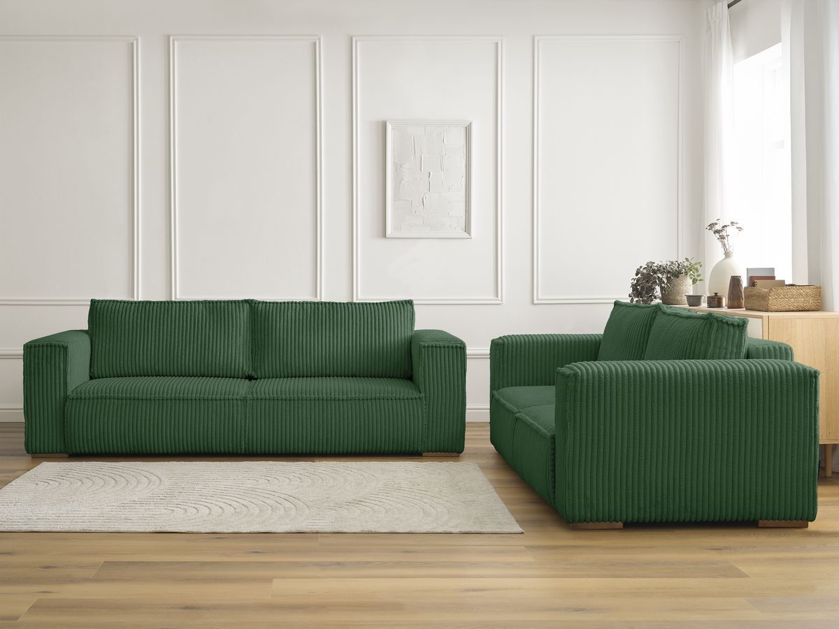 Bobochic Chelsea Sofa 5-Sitzer Breitcord weich Grün