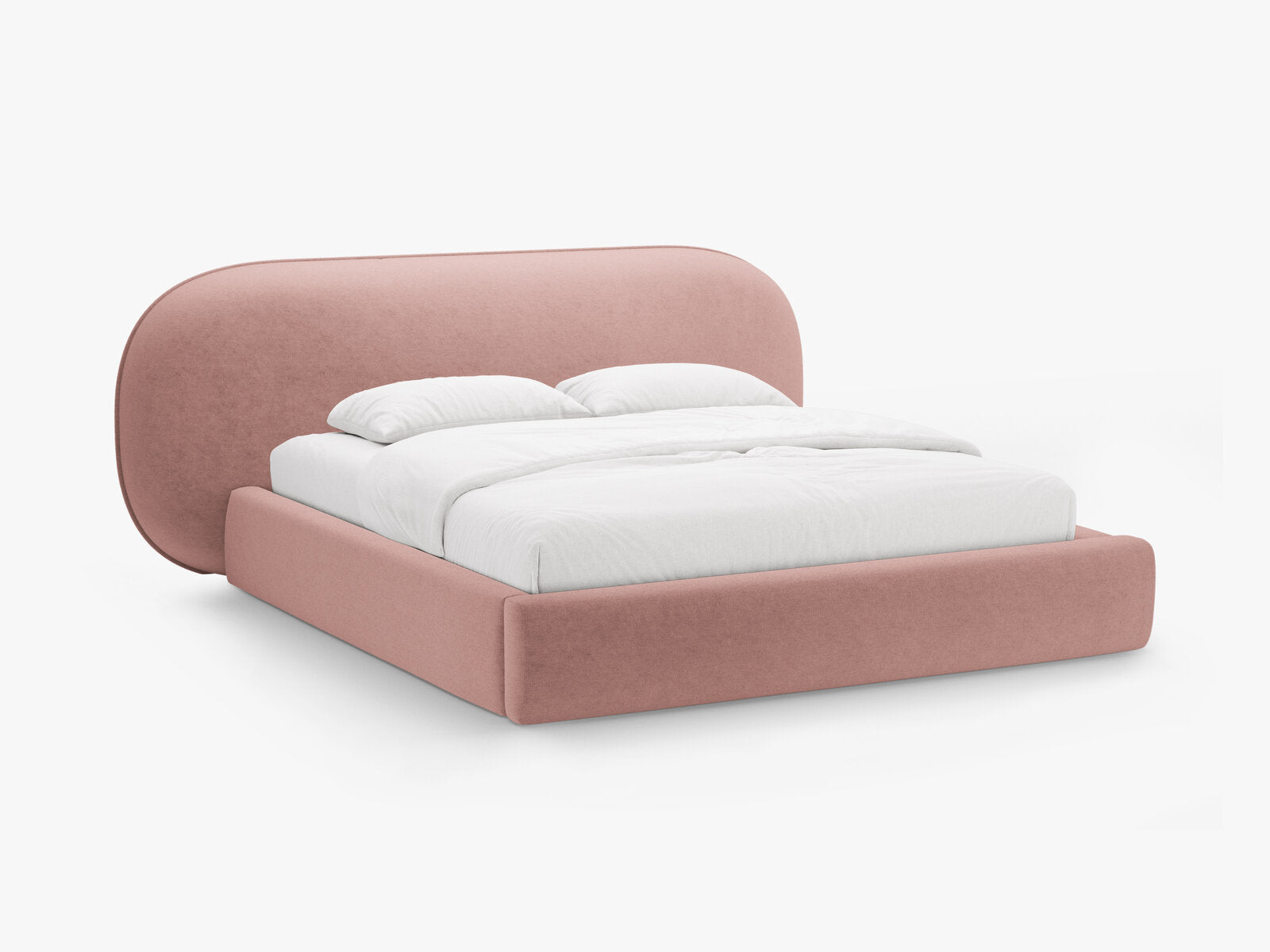 Micadoni Stauraumbett mit Kopfteil Ovalo Chenille Perfect Harmony Rosa 180x200