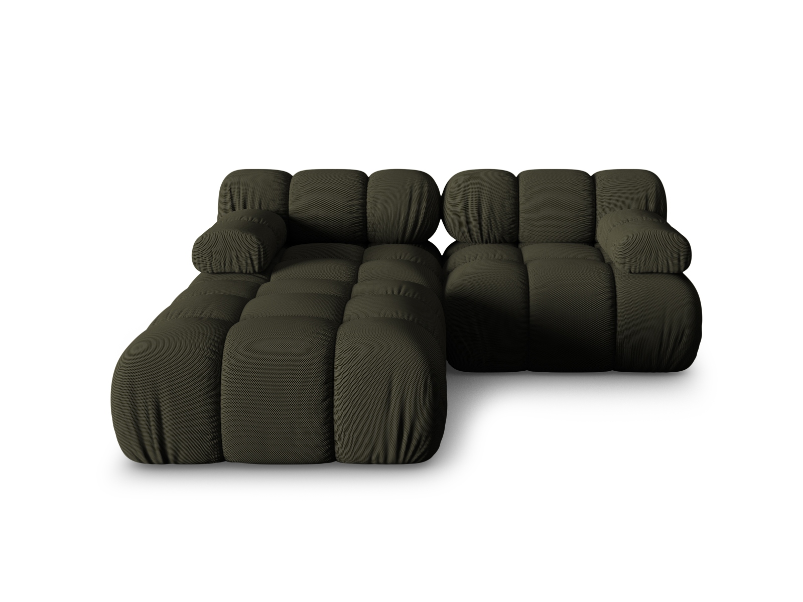 Micadoni Modulares Sofa Bellis 3-Sitzer mit flachem Modul 3D-Stoff Sonic Amazonas Grün