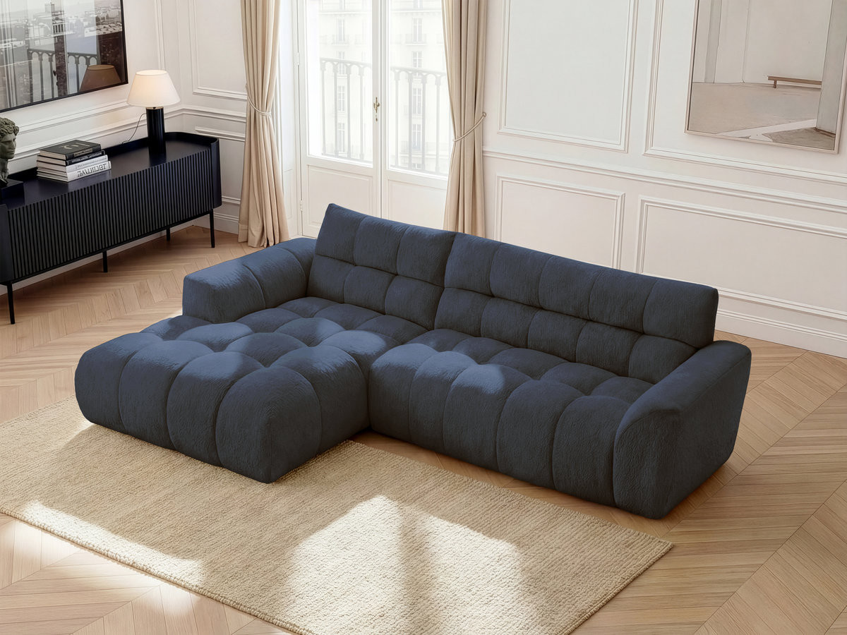 Bobochic Jaya Ecksofa Chenille Dunkelblau Ecke links