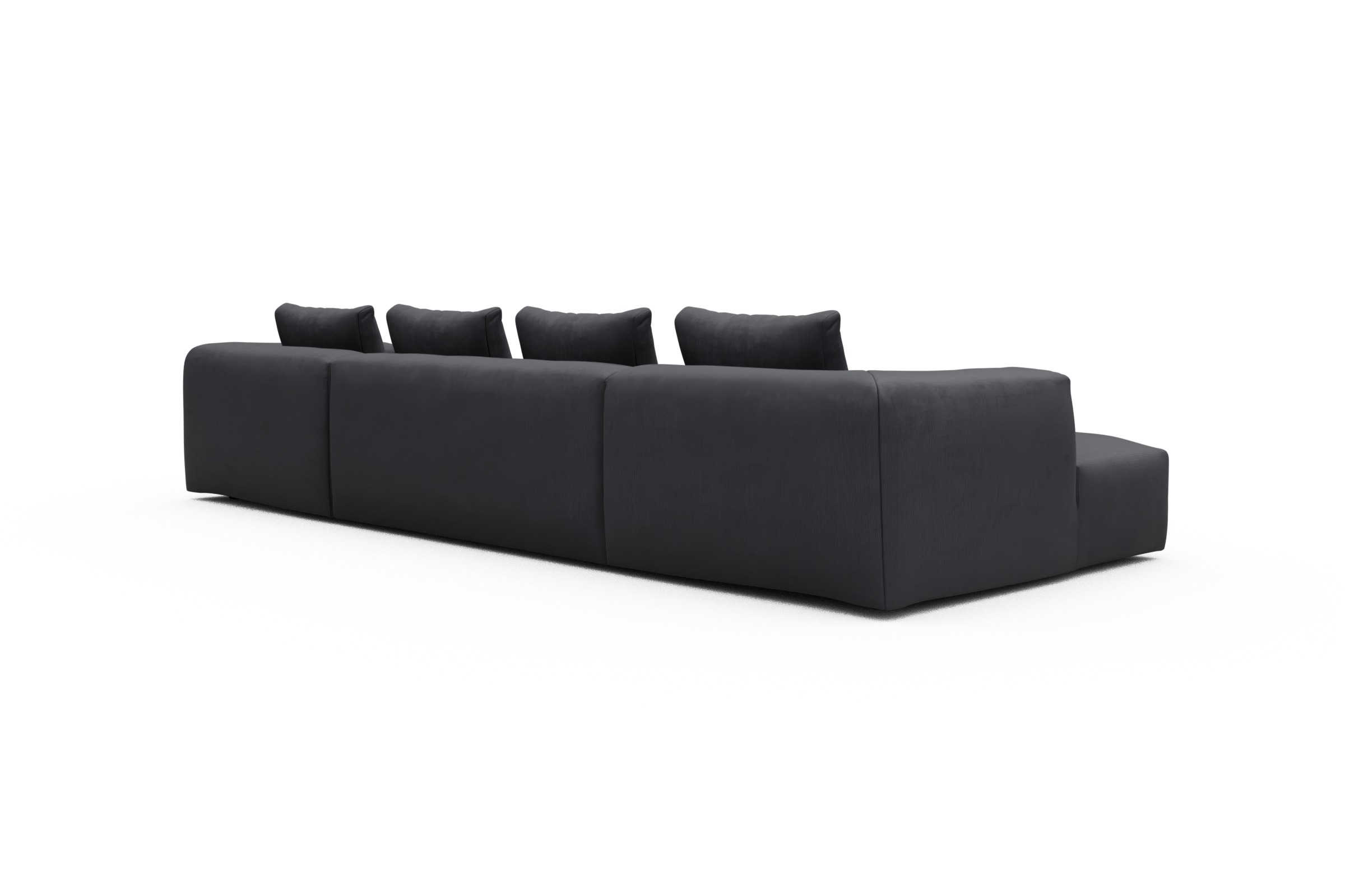 Wohnlandschaft Fred mit 2-Sitzer und Chaiselongue beidseitig Cordufine-Slate-Grey