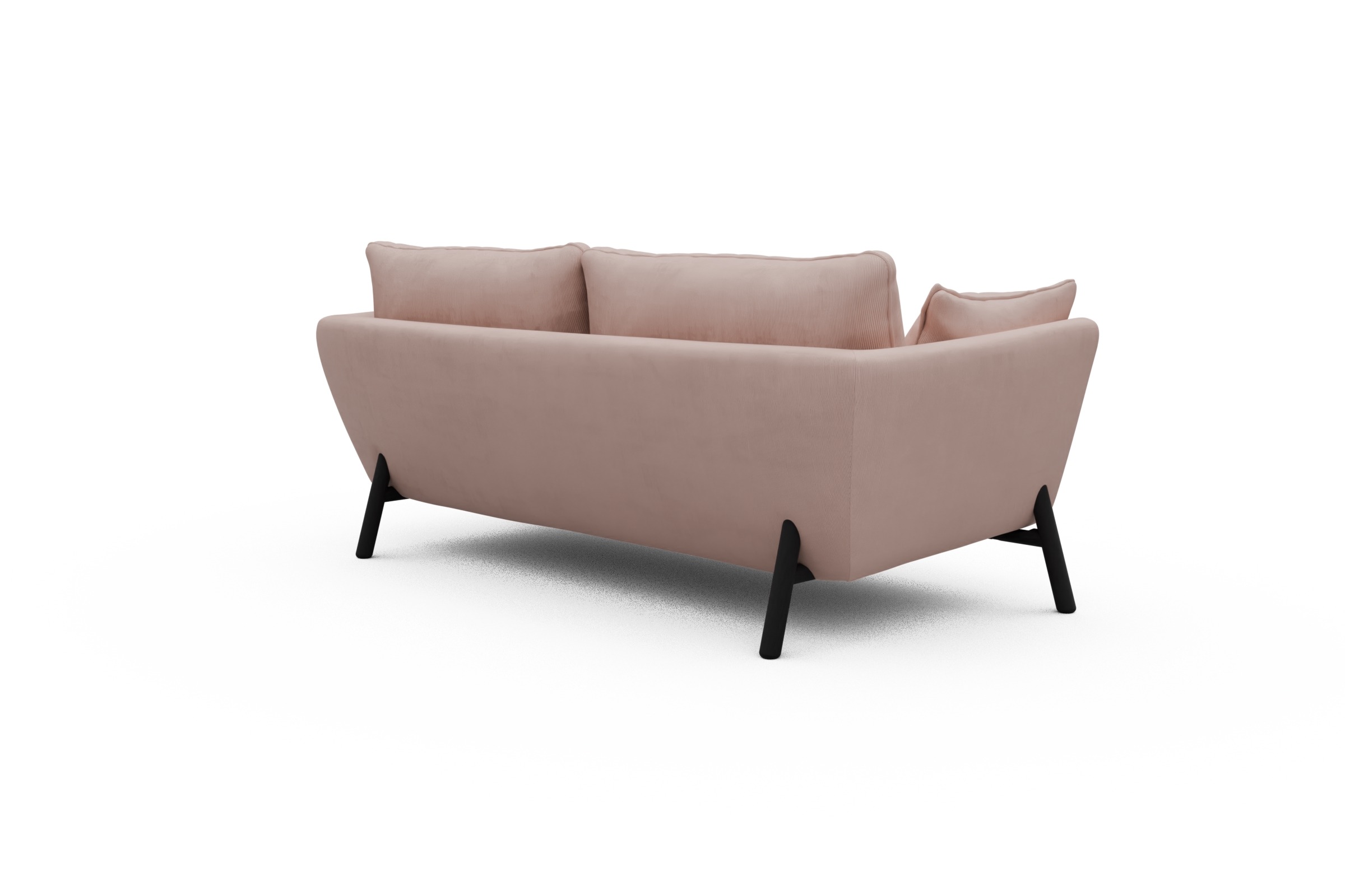 Sofa Emil 2-Sitzer Beinfarbe Eiche Schwarz Cordufine-Blush