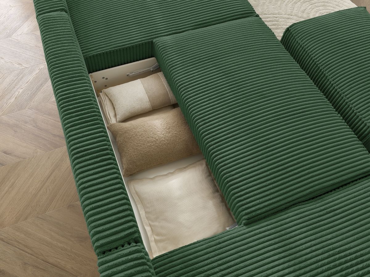 Bobochic Chelsea Wohnlandschaft mit Pouf Breitcord weich Grün