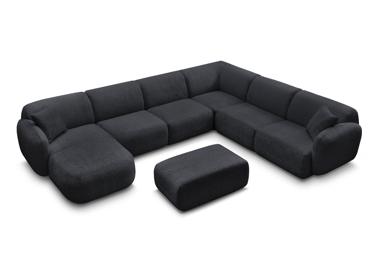 Bobochic Anda Wohnlandschaft mit Pouf 373 × 289 cm Chenille Schwarz Ecke rechts