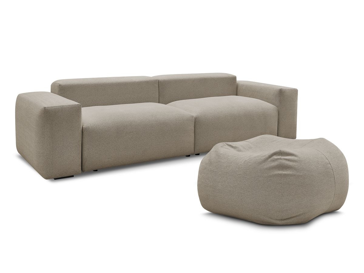 Bobochic Voltaire Sofa 5-Sitzer mit Pouf Melange-Stoff Taupe