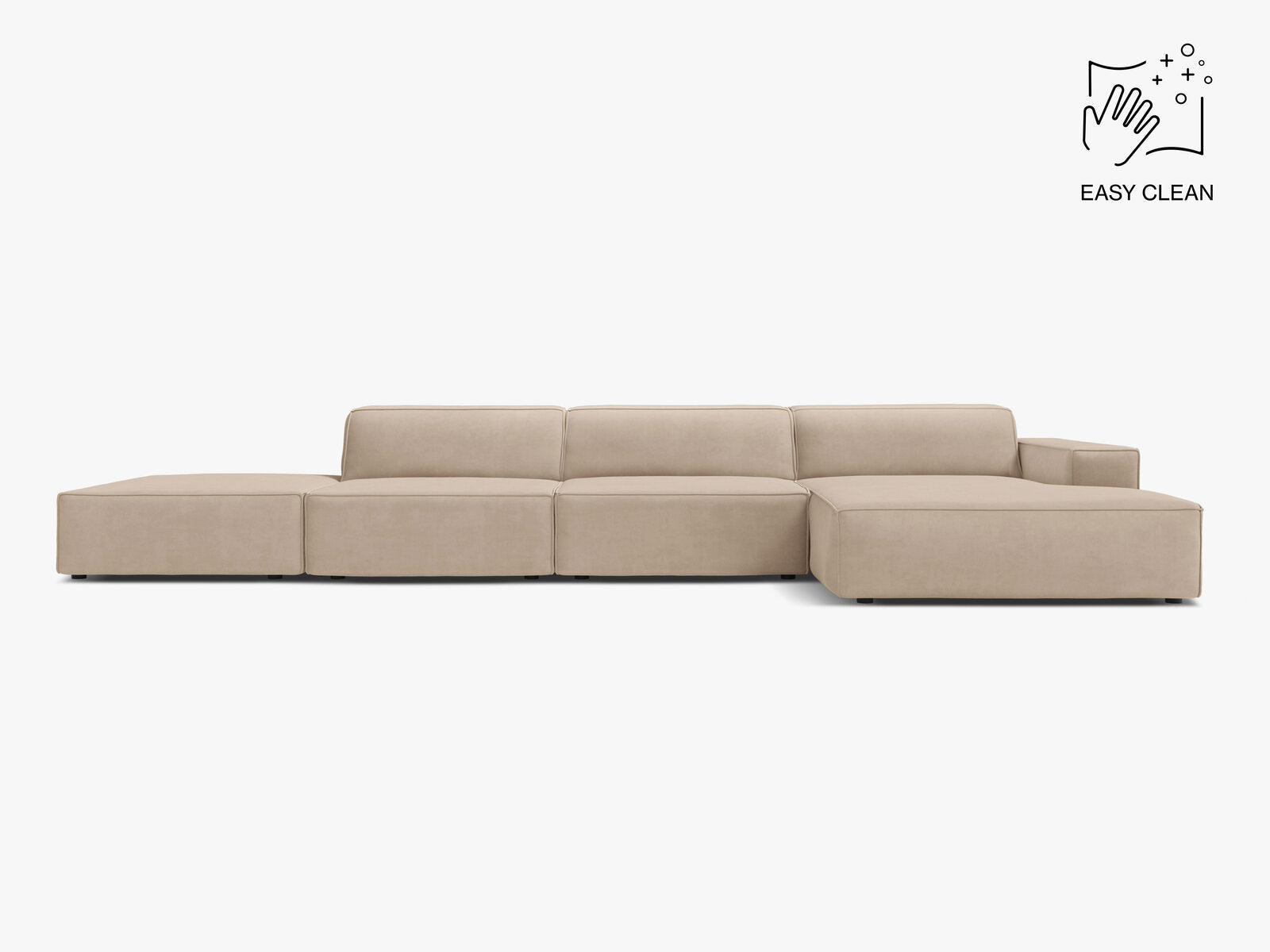 Micadoni Ecksofa Jodie 5-Sitzer Samt Venus Beige Rechts