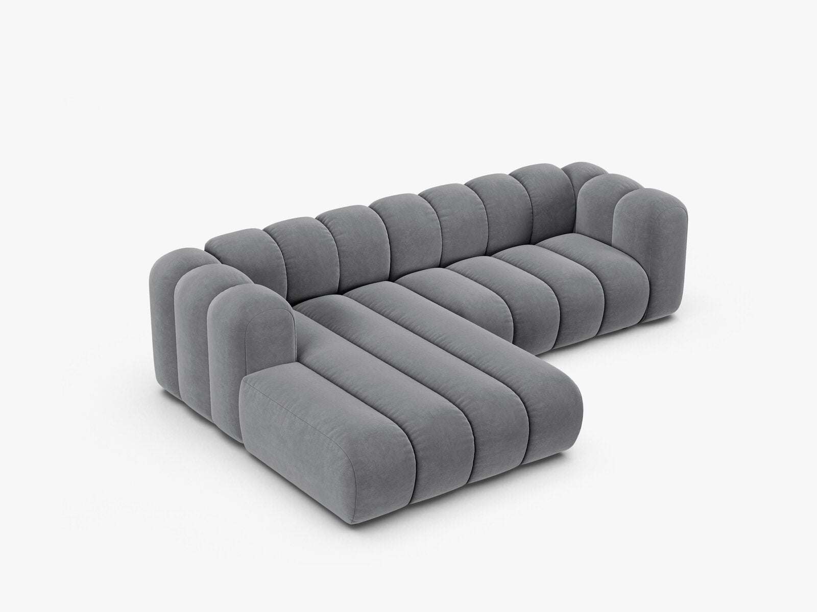Micadoni Modulares Ecksofa Lupine 4-Sitzer mittelgroß Links Samt Salvador Grau