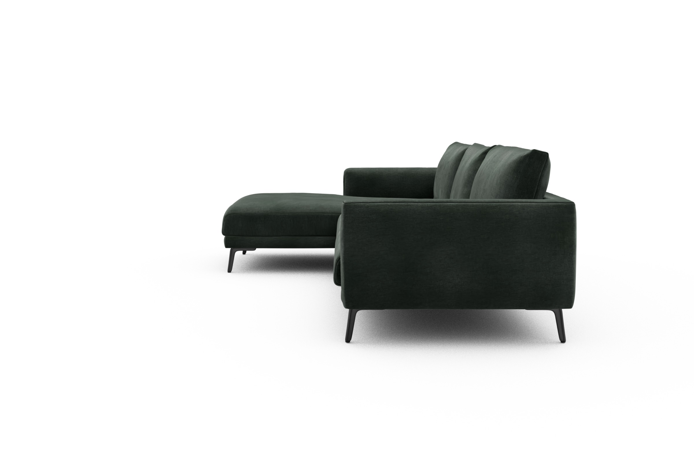 Ecksofa Karl Chaiselongue links mit 2,5-Sitzer Smooth-Laurel-Green