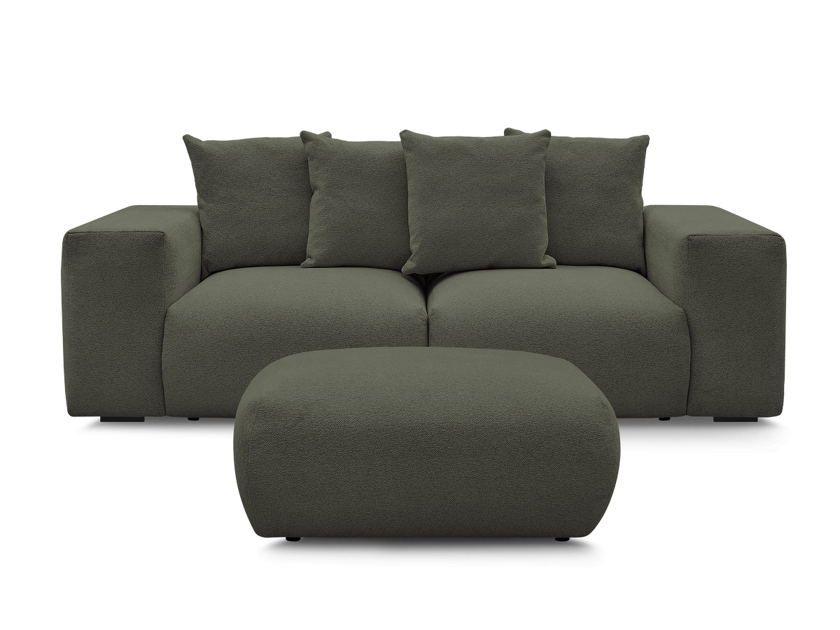 Bobochic Voltaire Sofa 4-Sitzer mit Pouf 248 × 100 cm Melange-Stoff Grün