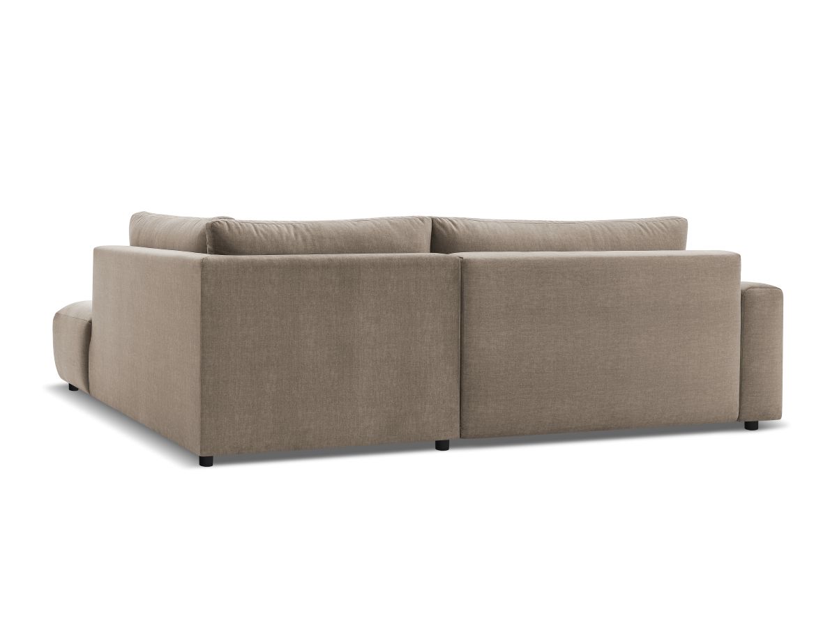 Bobochic Arsene Ecksofa mit Schlaffunktion und Bettkasten und Pouf 277 × 200 cm Samt Taupe Ecke rechts