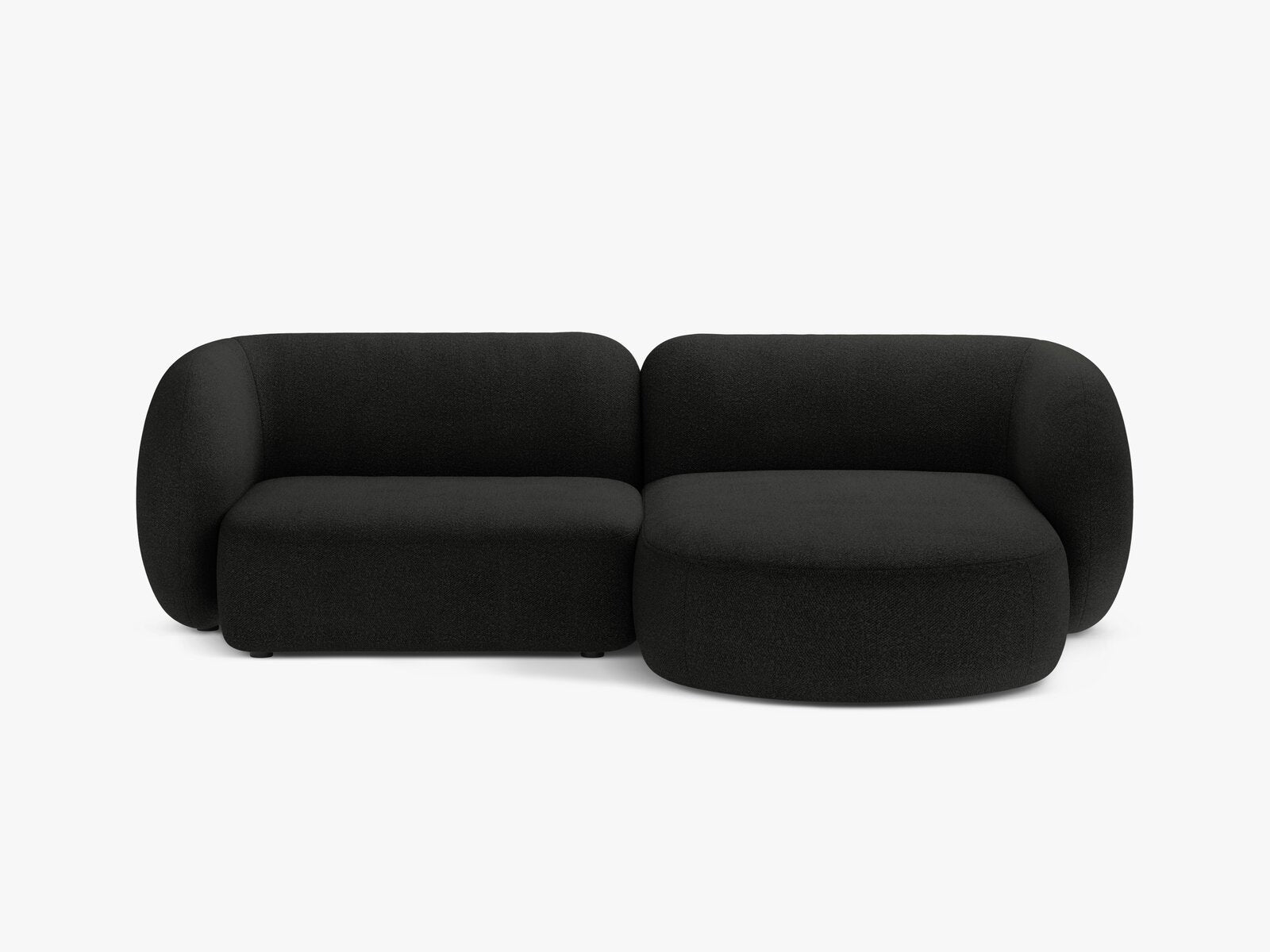 Micadoni Ecksofa Kate 2-Sitzer Rechts Boucle Schwarz