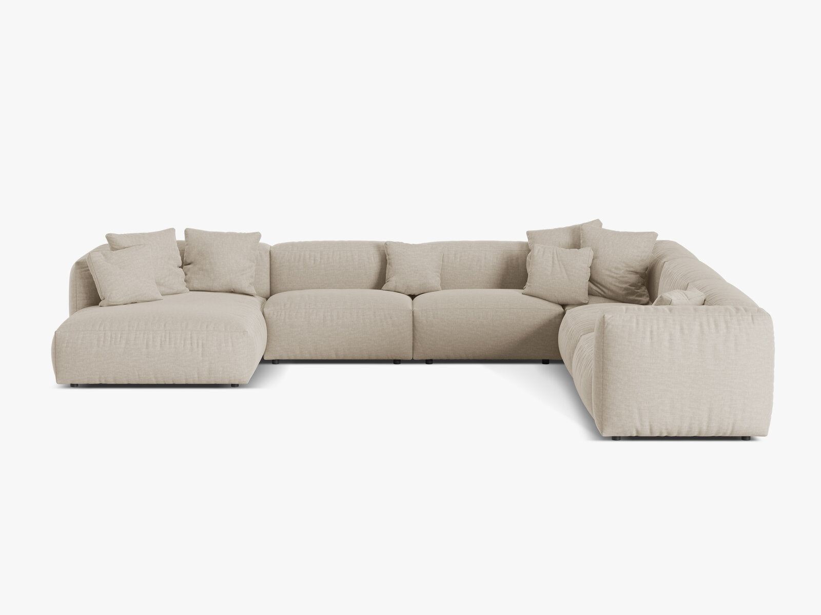 Micadoni modulares Ecksofa XL Martina 6-Sitzer Rechts Strukturierter Stoff Boston Helles Beige