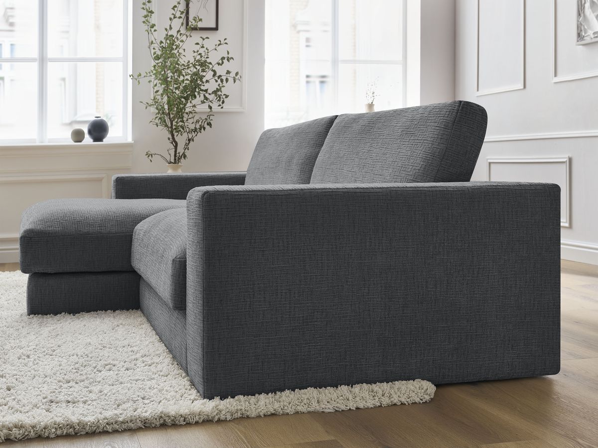 Bobochic Leonard Ecksofa 234 × 159 cm Strukturstoff Dunkelgrau Ecke links