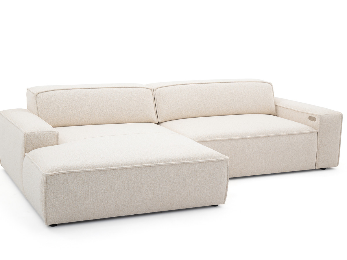 Bobochic Abel Ecksofa mit Schlaffunktion Melange-Stoff Beige Ecke links