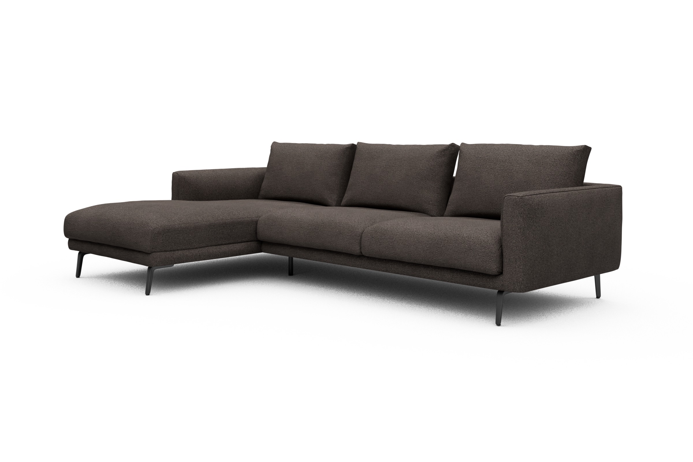 Ecksofa Karl Chaiselongue links mit 2,5-Sitzer Boucle-Taupe